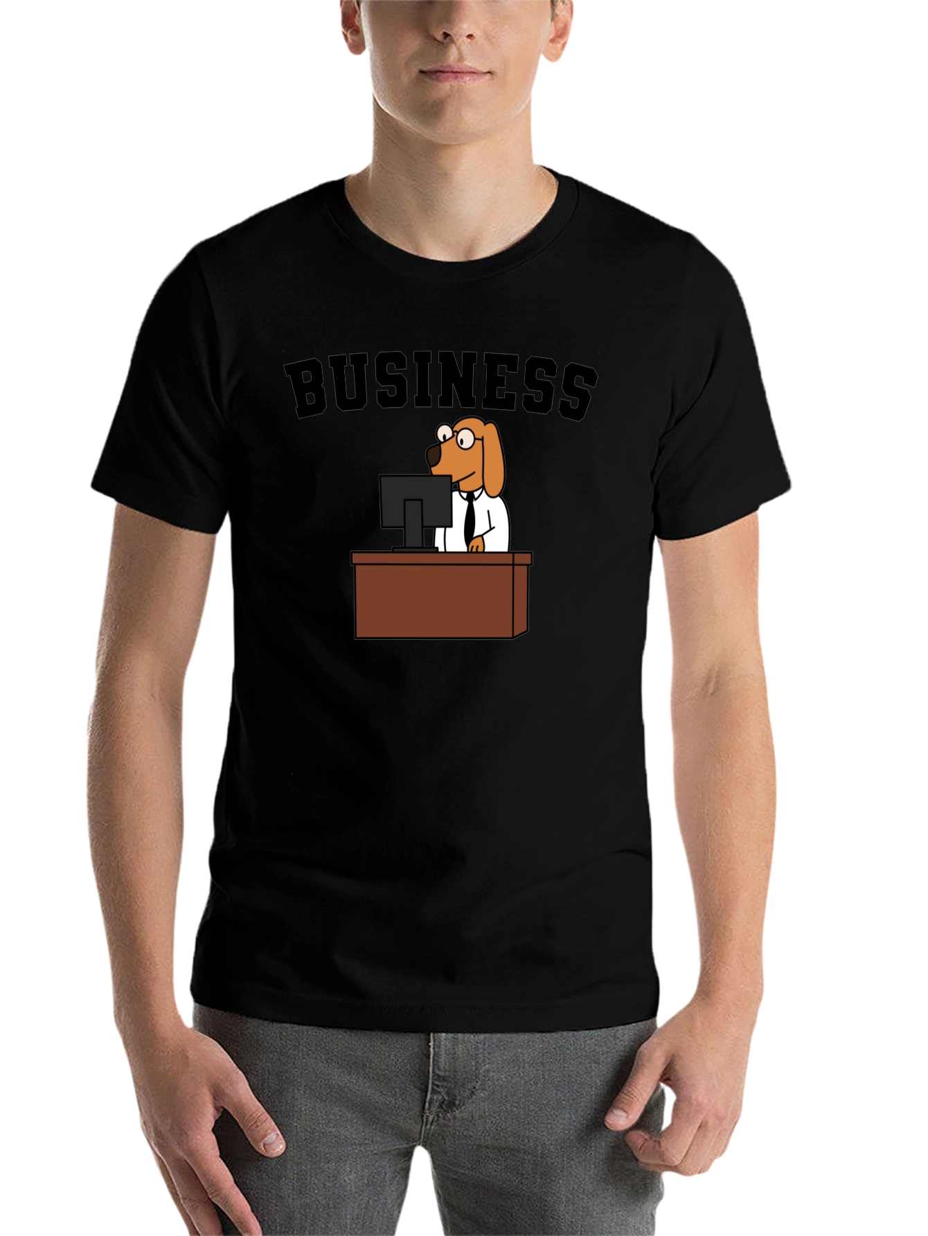 Black Business Dog Black T-Shirt view 7