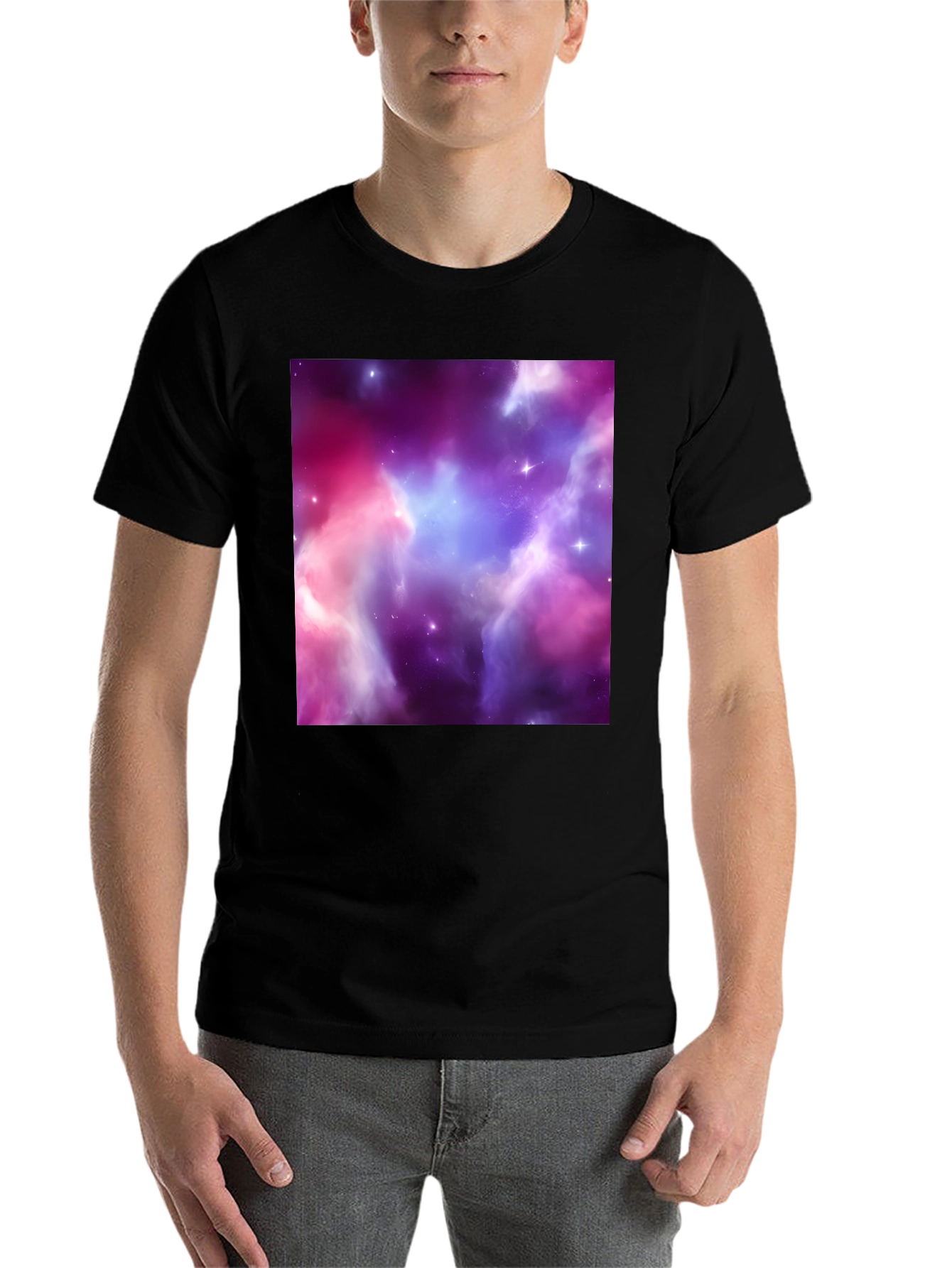 Black Nebula Print Tee - Black Short Sleeve Men's T-Shirt view 7