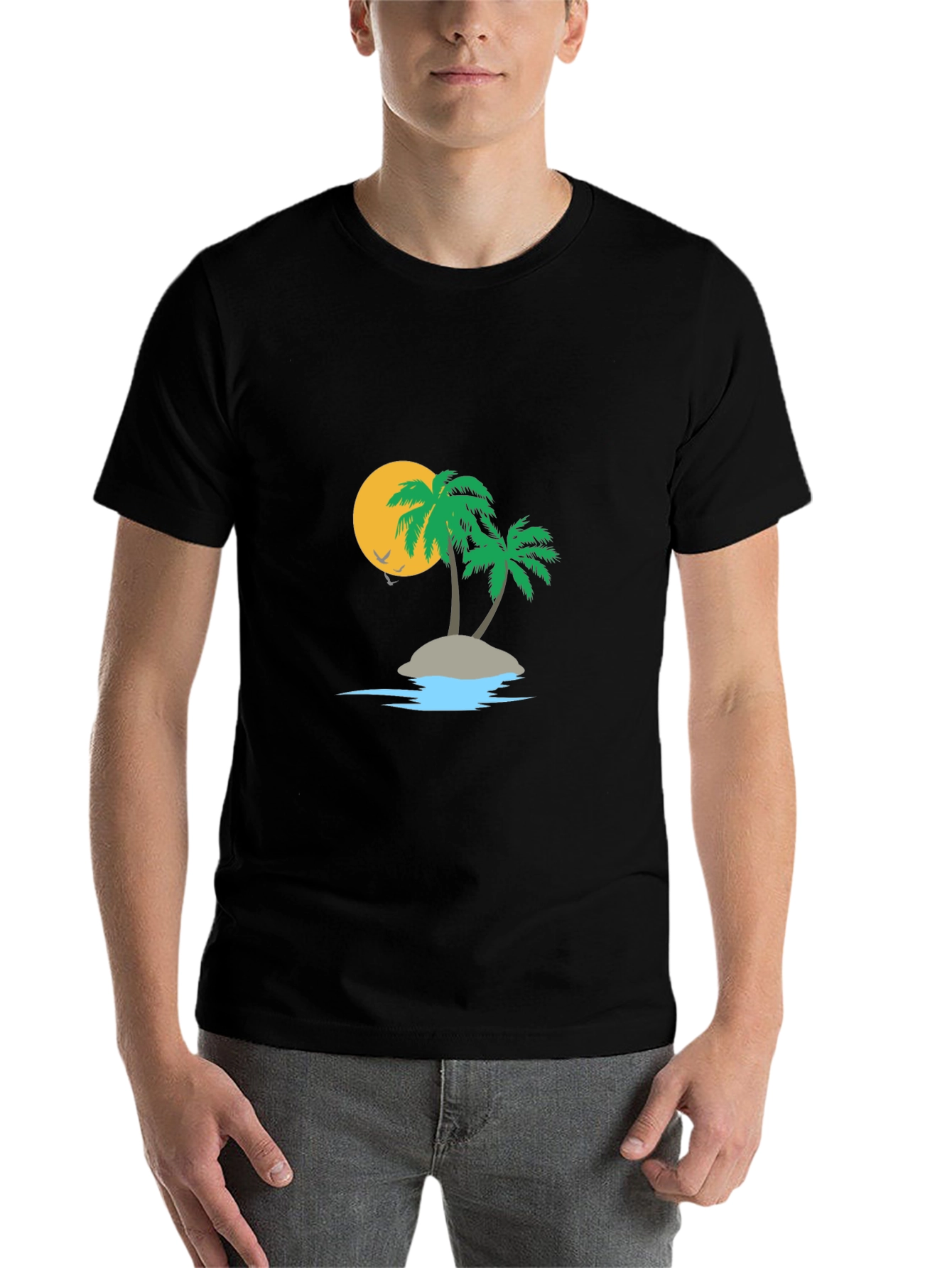 Black Tropical Island Graphic Tee view 7
