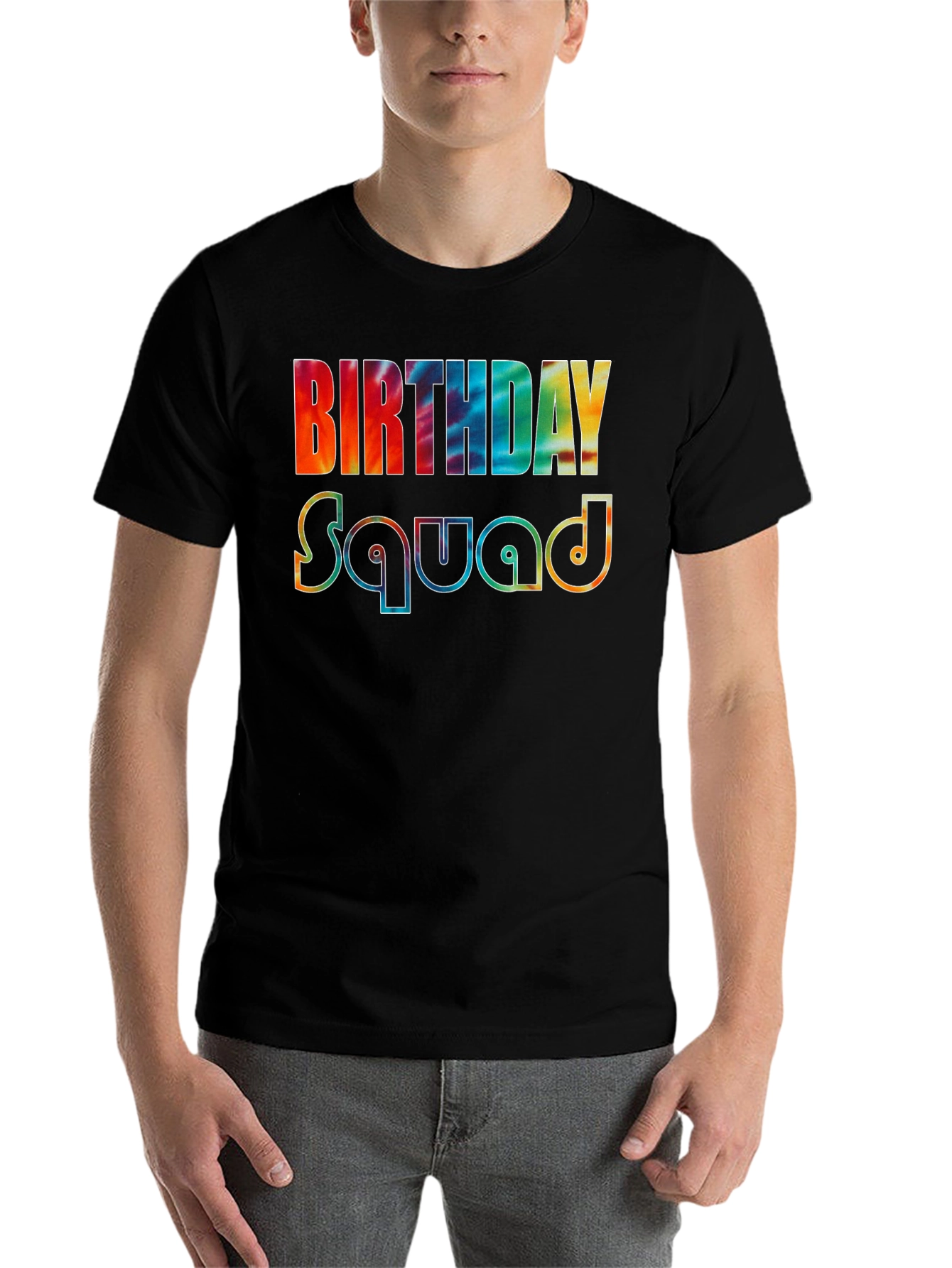 Black Birthday Squad Tie-Dye Graphic Tee view 7