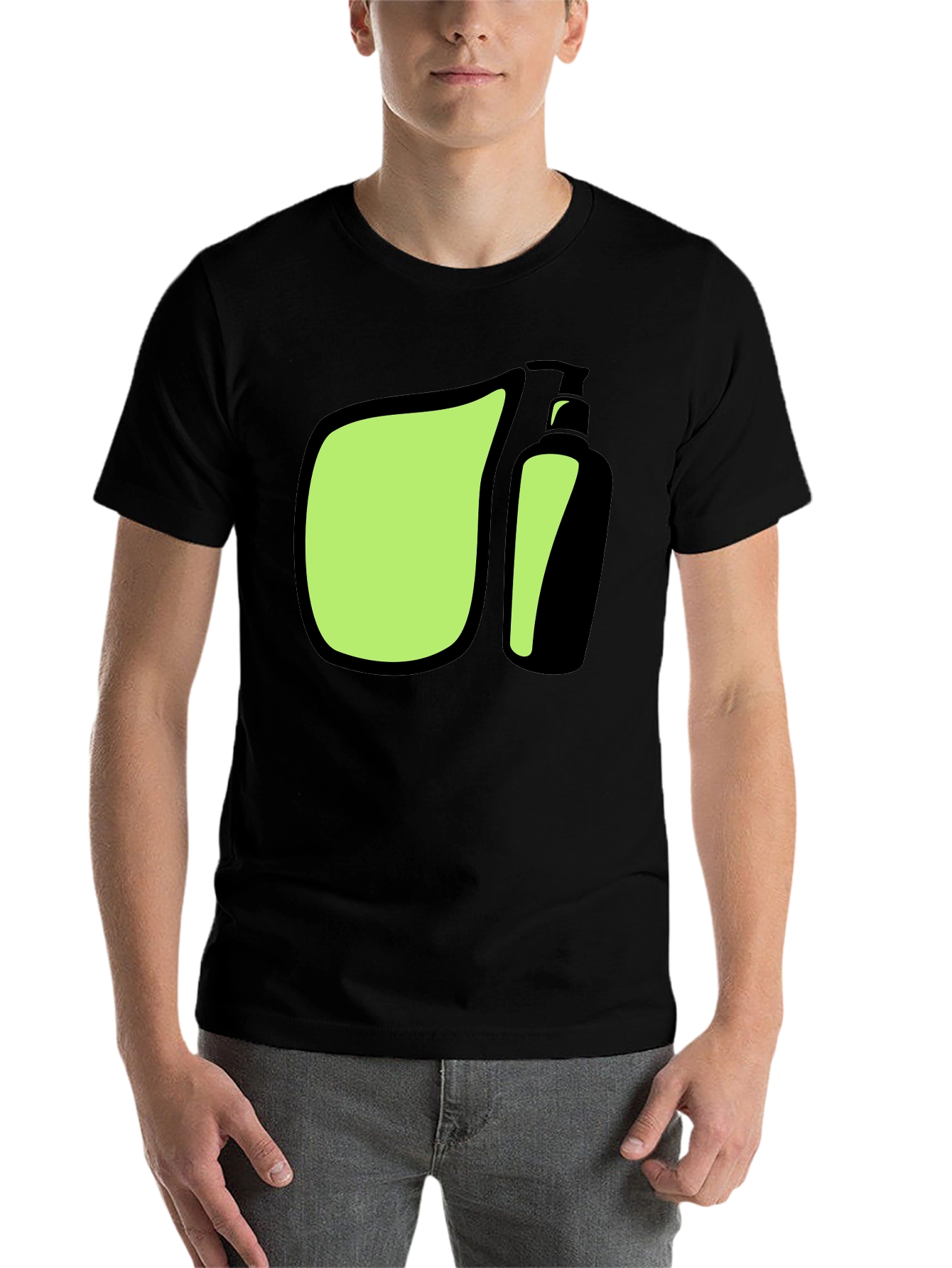 Black Modern Graphic Tee - Green and Black Design view 7