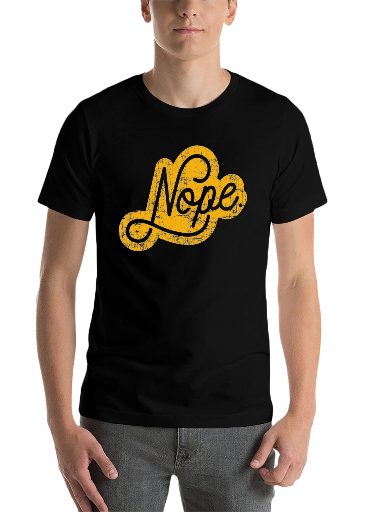 Black Nope Graphic Tee - Black Crew Neck T-Shirt view 7