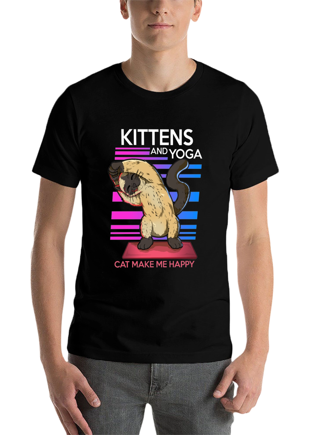 Black Kittens & Yoga Cat Lover T-Shirt view 7