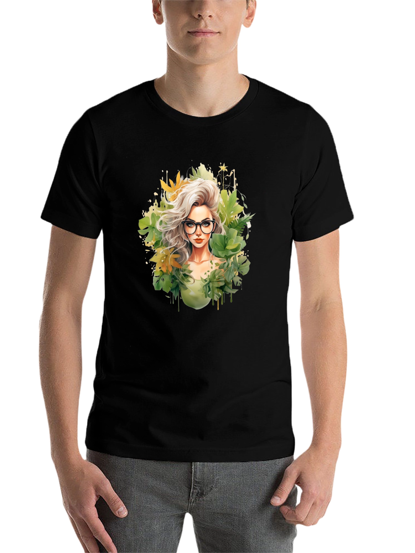 Black Stylish Nature Girl T-Shirt view 7