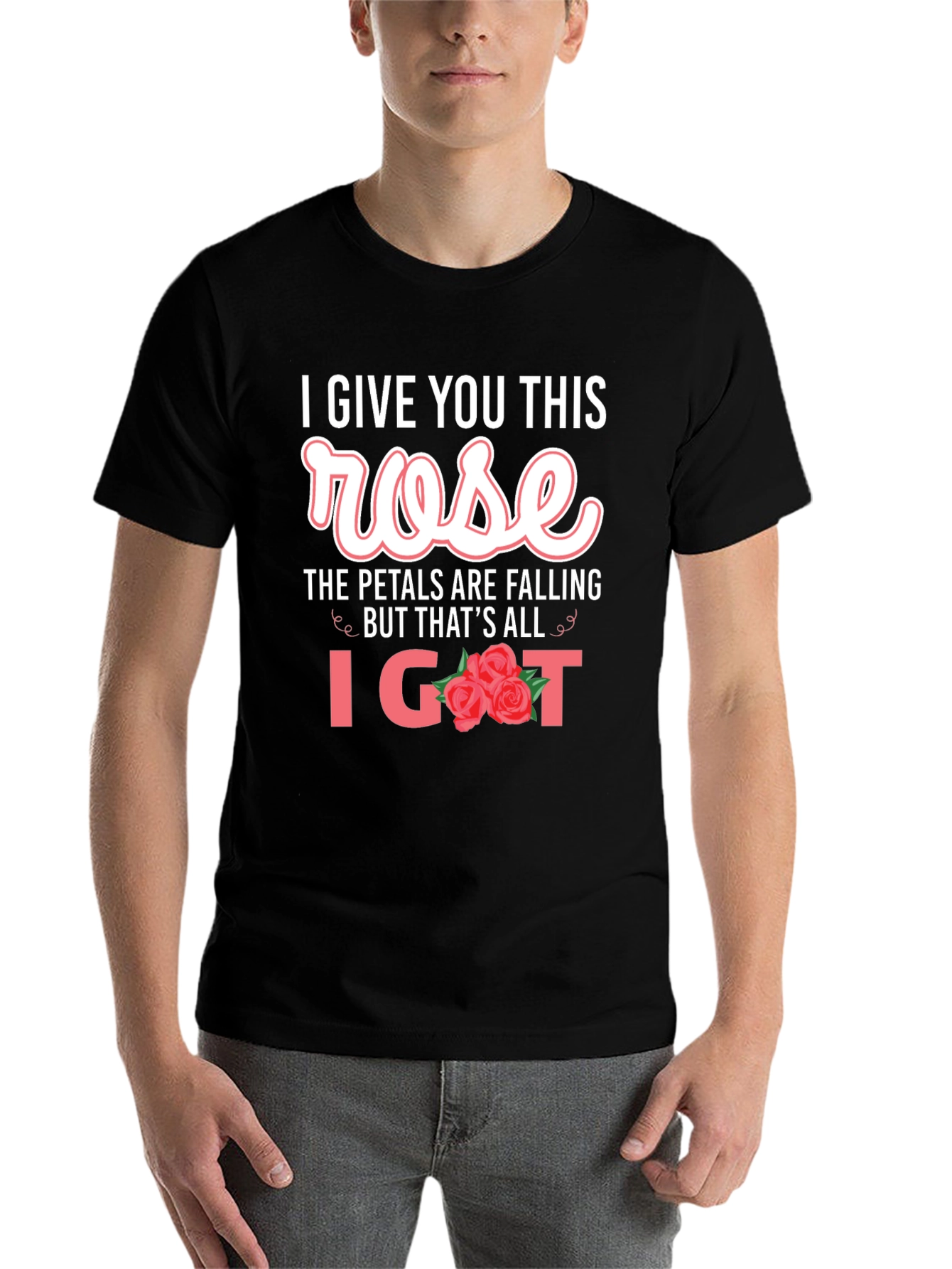 Black I Give You This Rose Graphic T-Shirt view 7