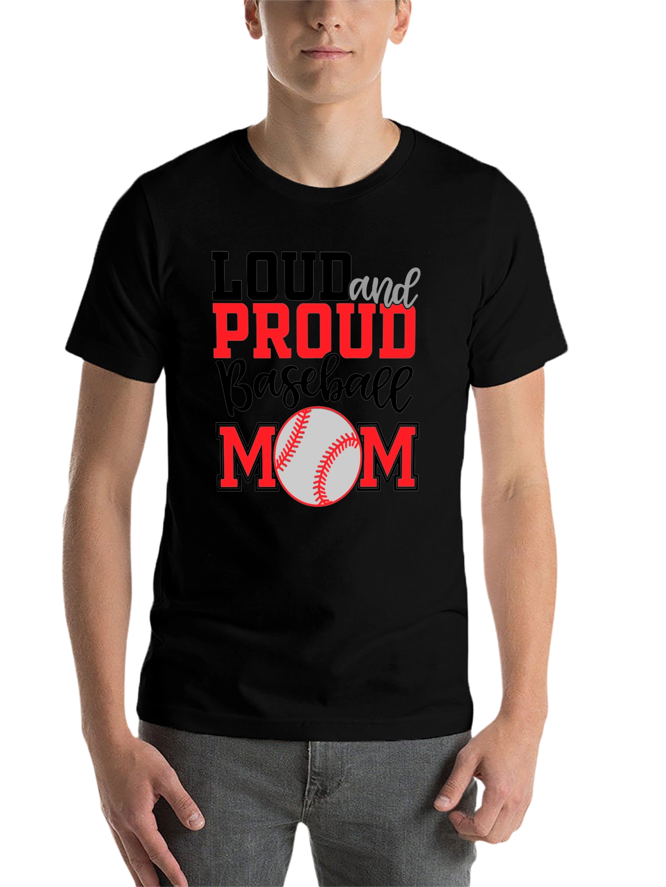 Black Loud and Proud Baseball Mom Graphic Tee view 7
