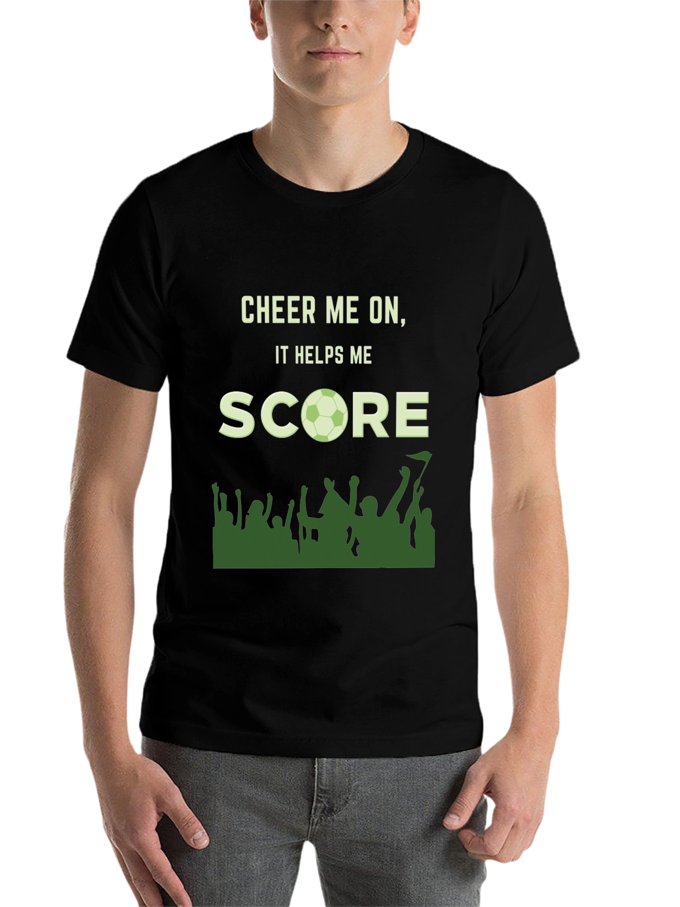 Black Cheer Me On Soccer T-Shirt view 7