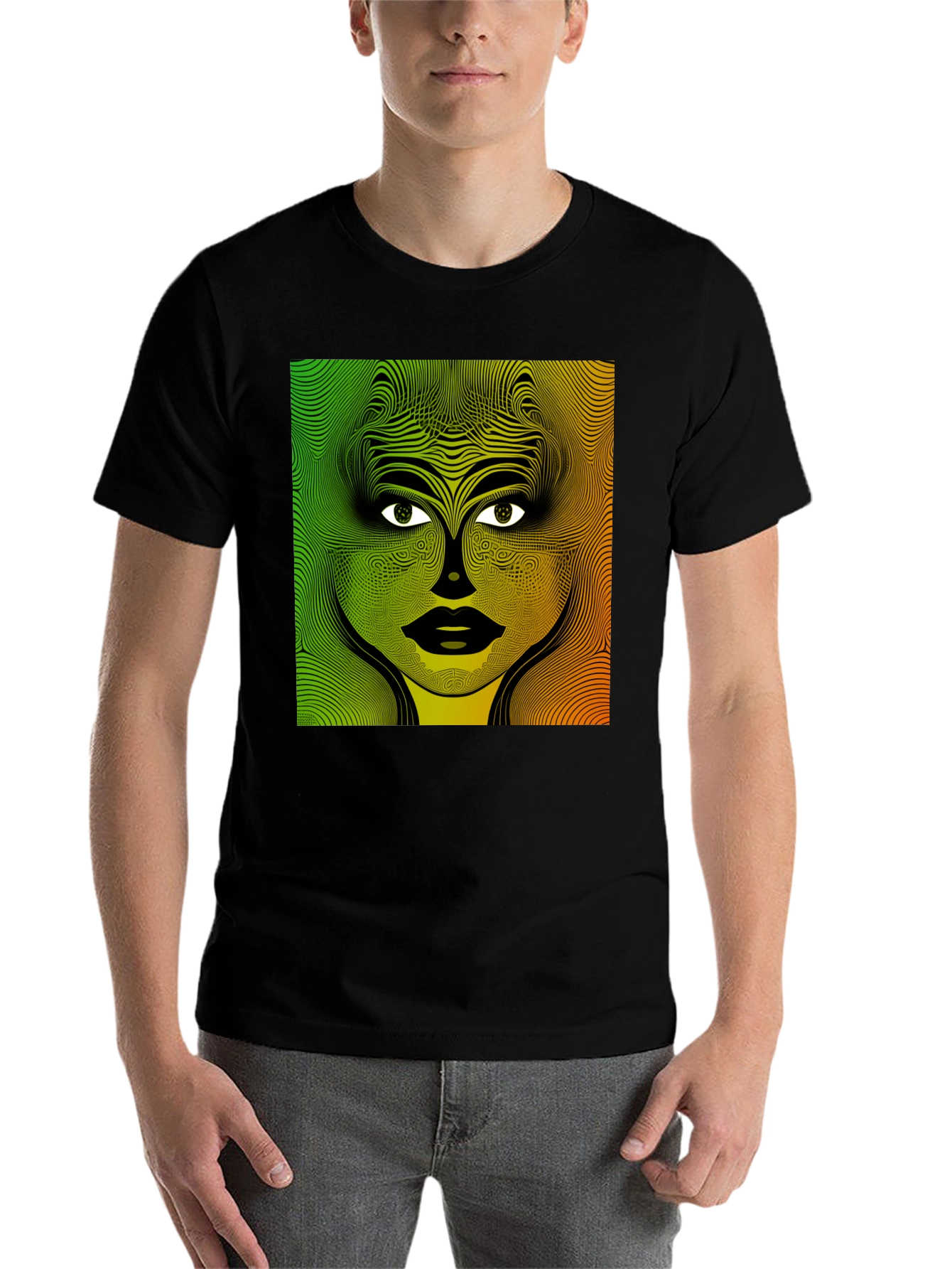 Black Abstract Woman Graphic Black T-Shirt view 7