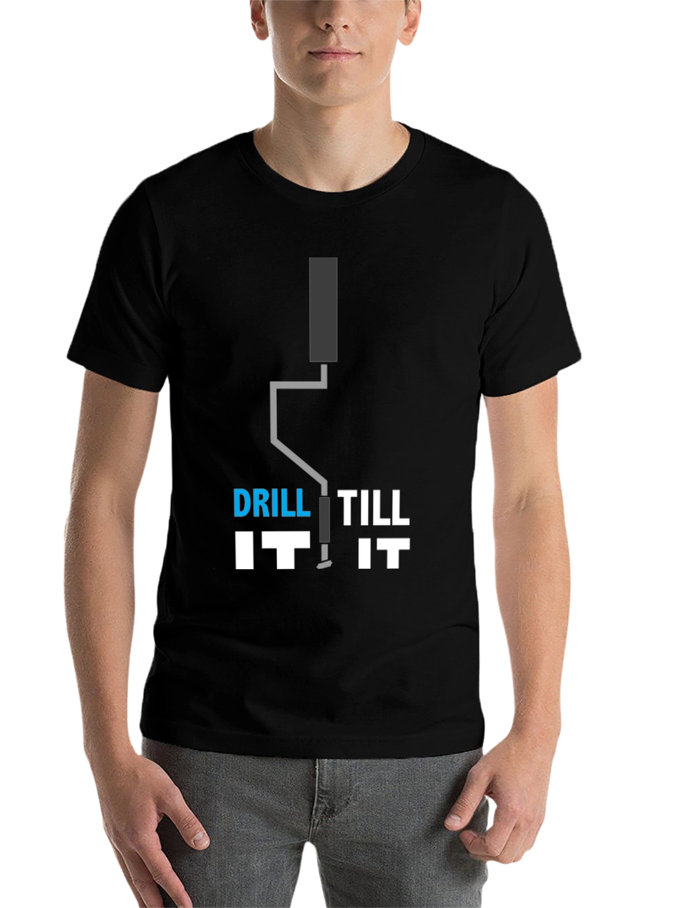 Black Drill Till It T-Shirt - Funny Construction Tee view 7
