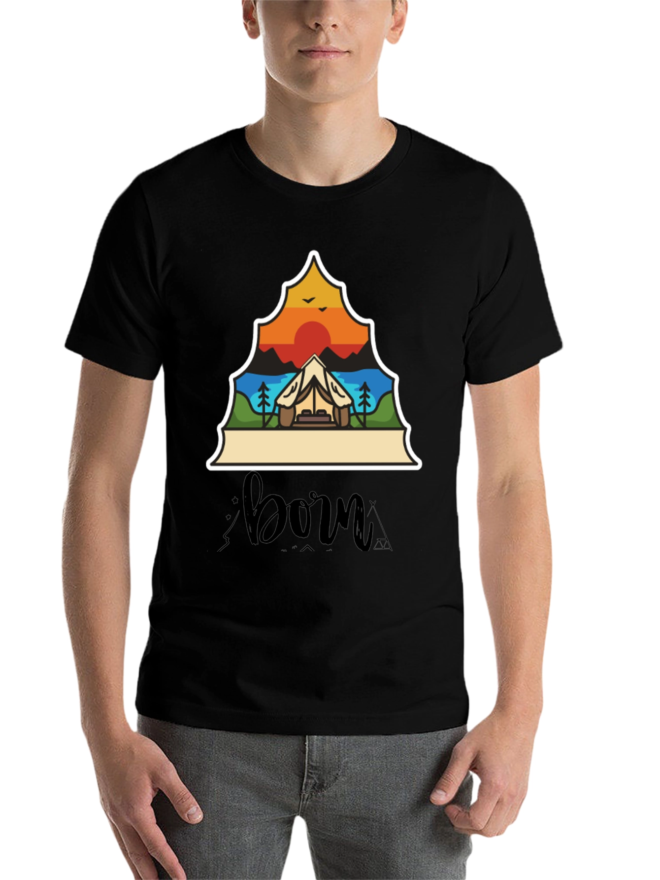 Black Camping Adventure T-Shirt - Born to Explore! view 7