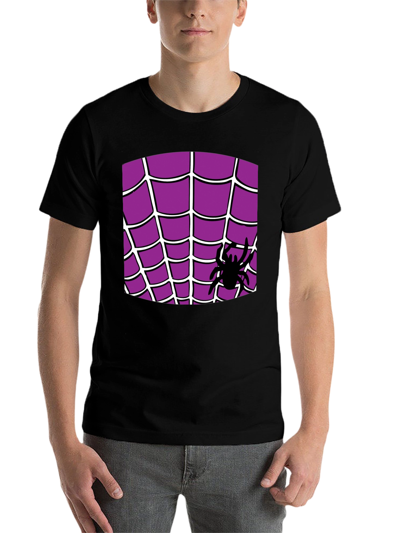 Black Spider Web T-Shirt - Halloween Costume view 7