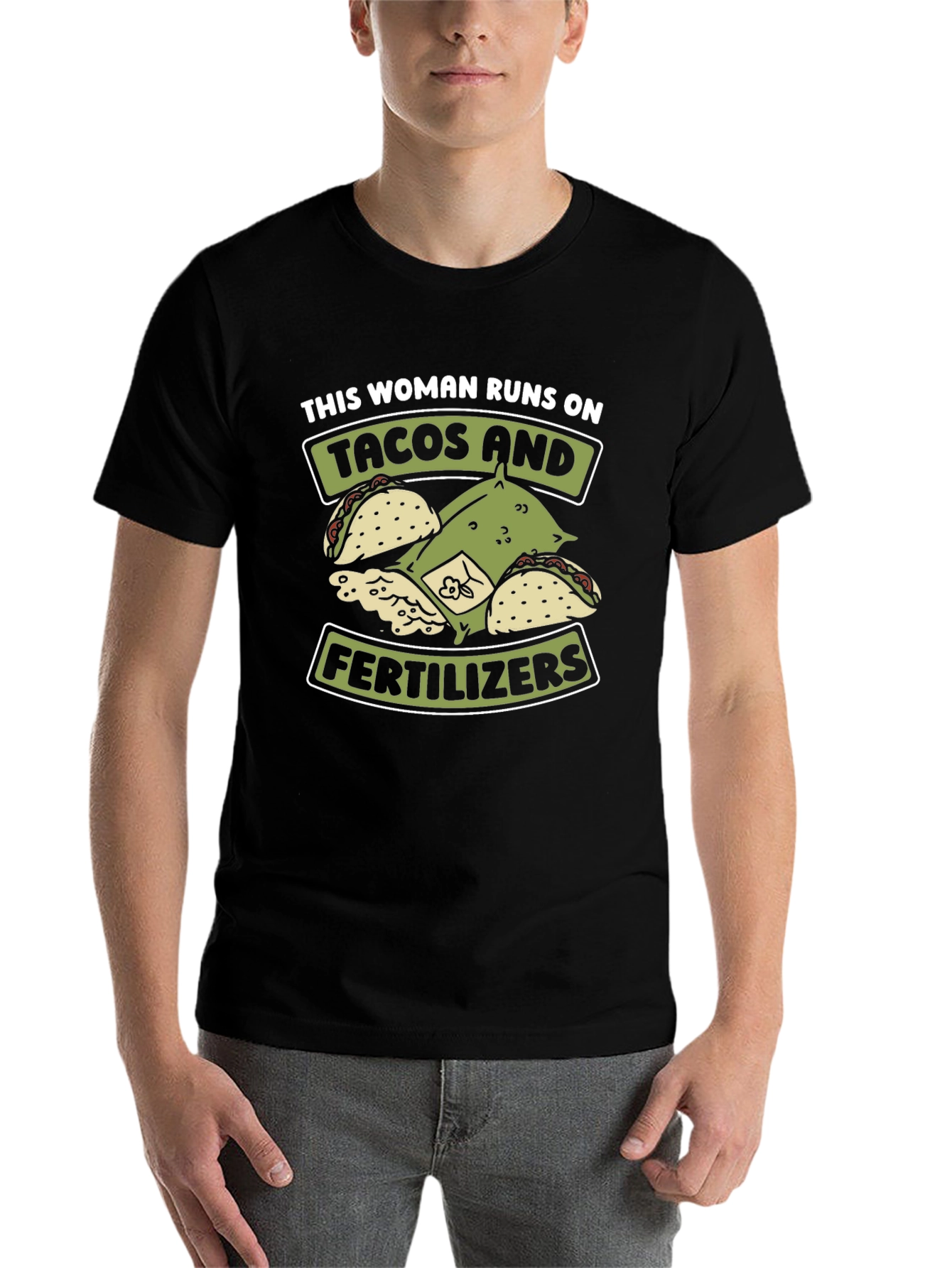 Black Tacos and Fertilizer T-Shirt view 7