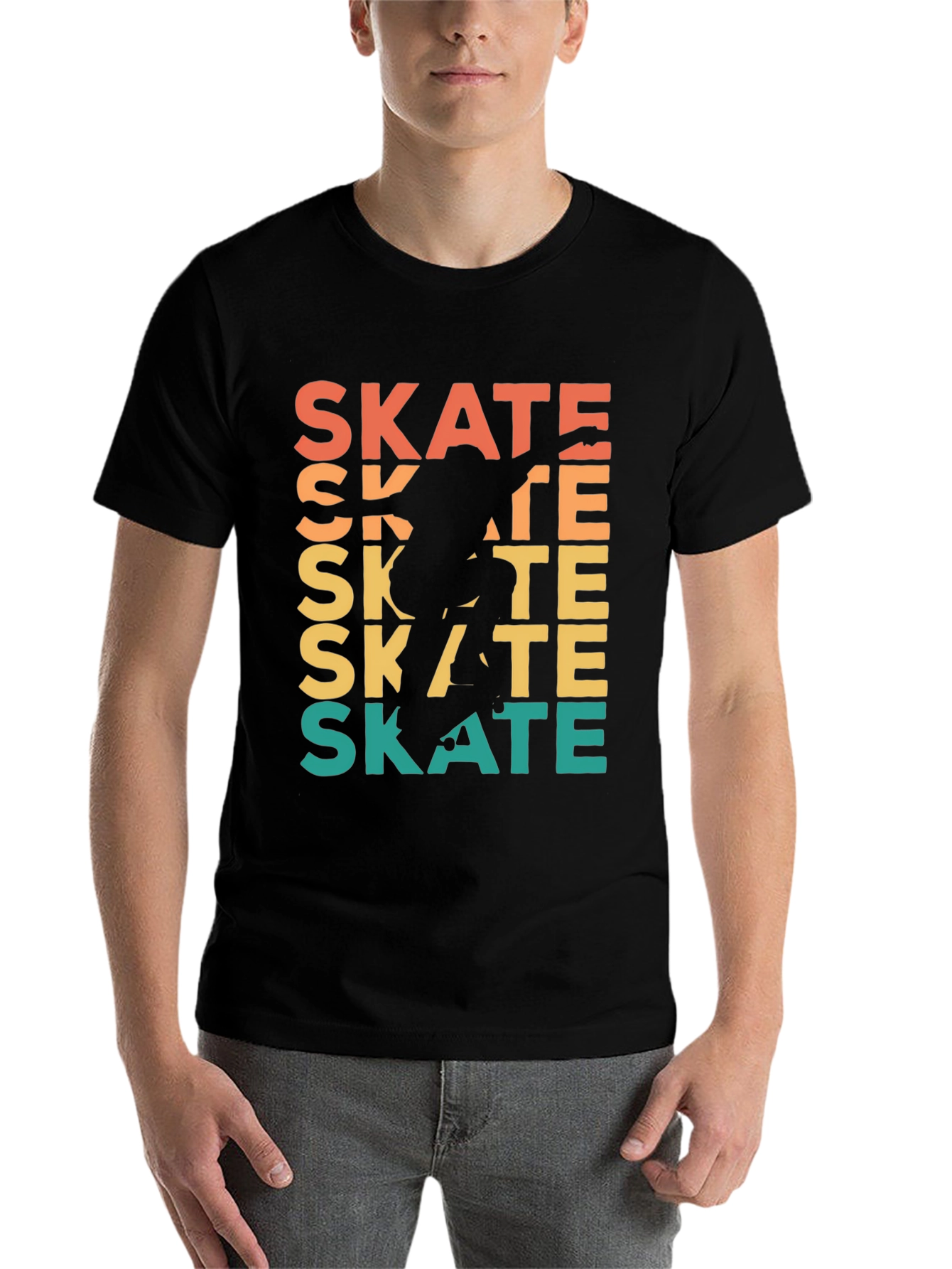 Black Retro Skate T-Shirt - Cool Skater Design view 7