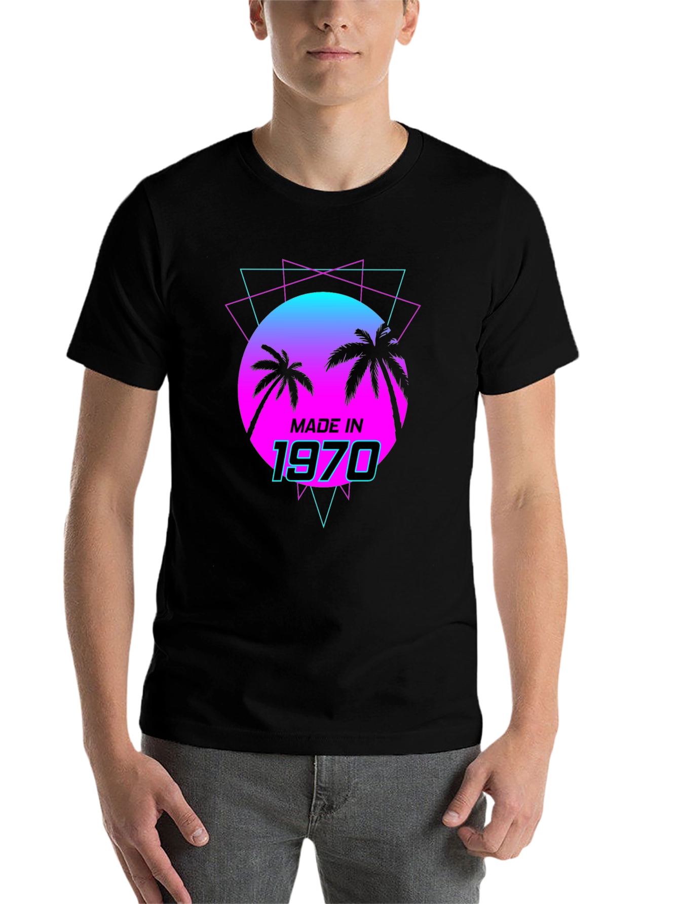 Black Made in 1970 Retro T-Shirt view 7