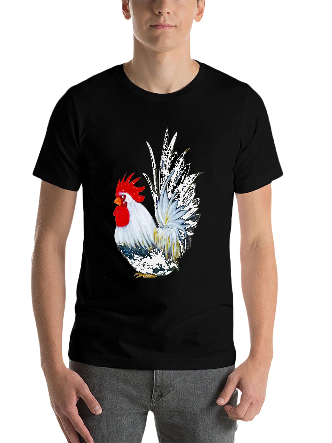 Rooster Graphic Tee - Cool Farm Animal T-Shirt - 7
