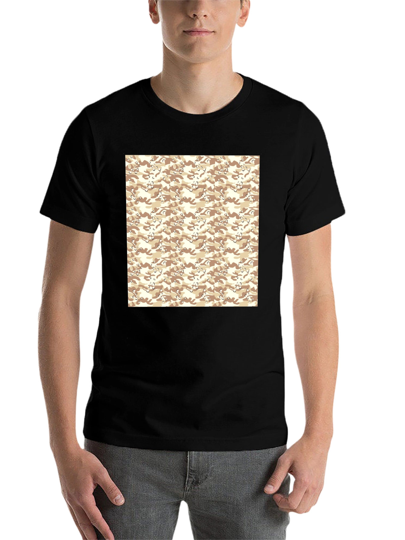 Black Camo Pattern Black T-Shirt for Men view 7
