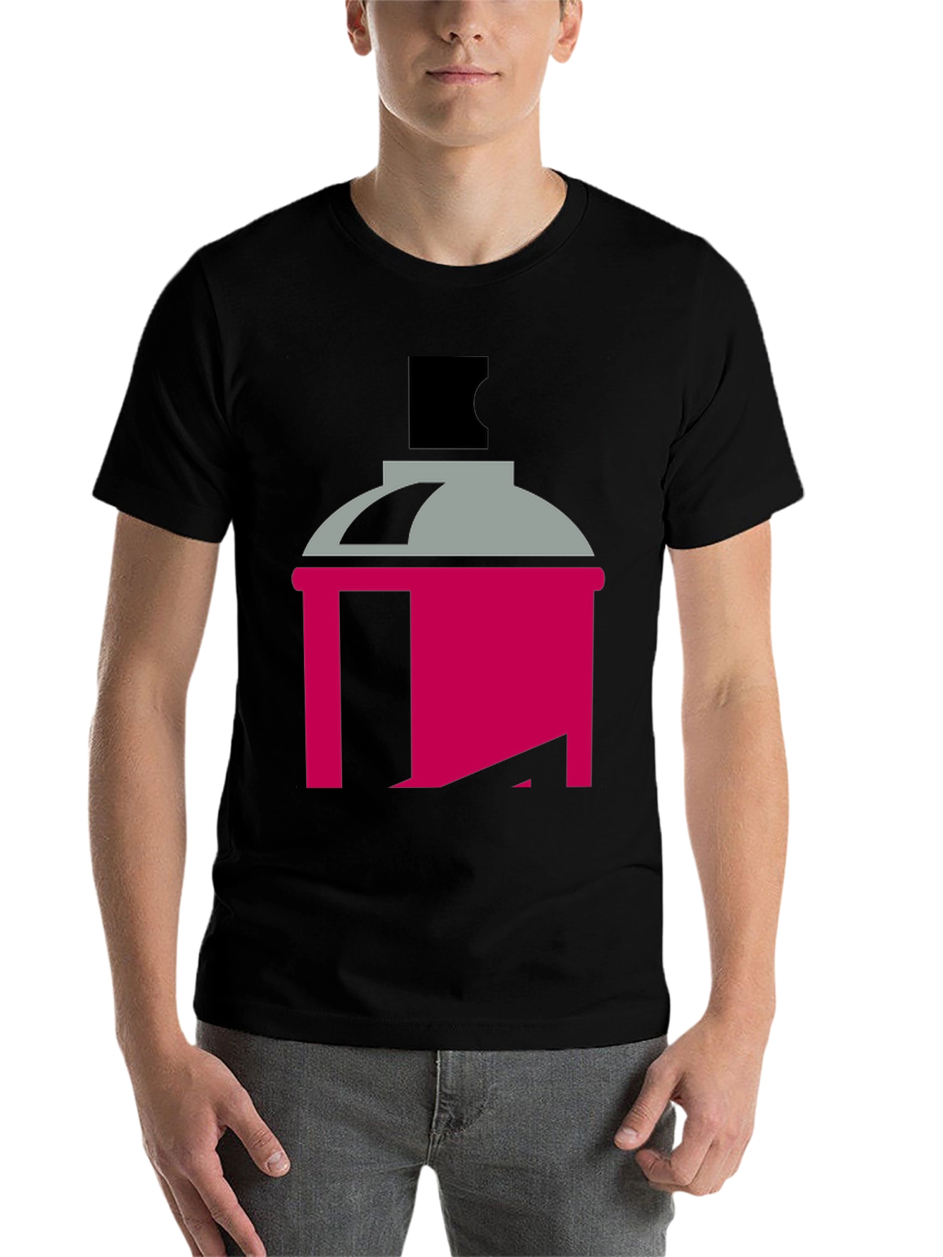 Black Spray Paint Can Graphic Tee - Modern Art Style view 7