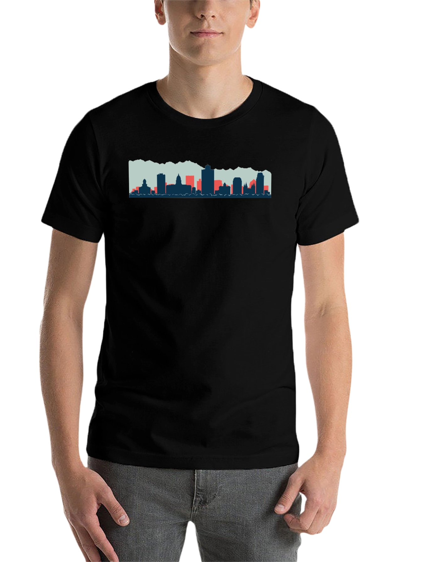 Black Cityscape Graphic Tee - Men's Black T-Shirt view 7