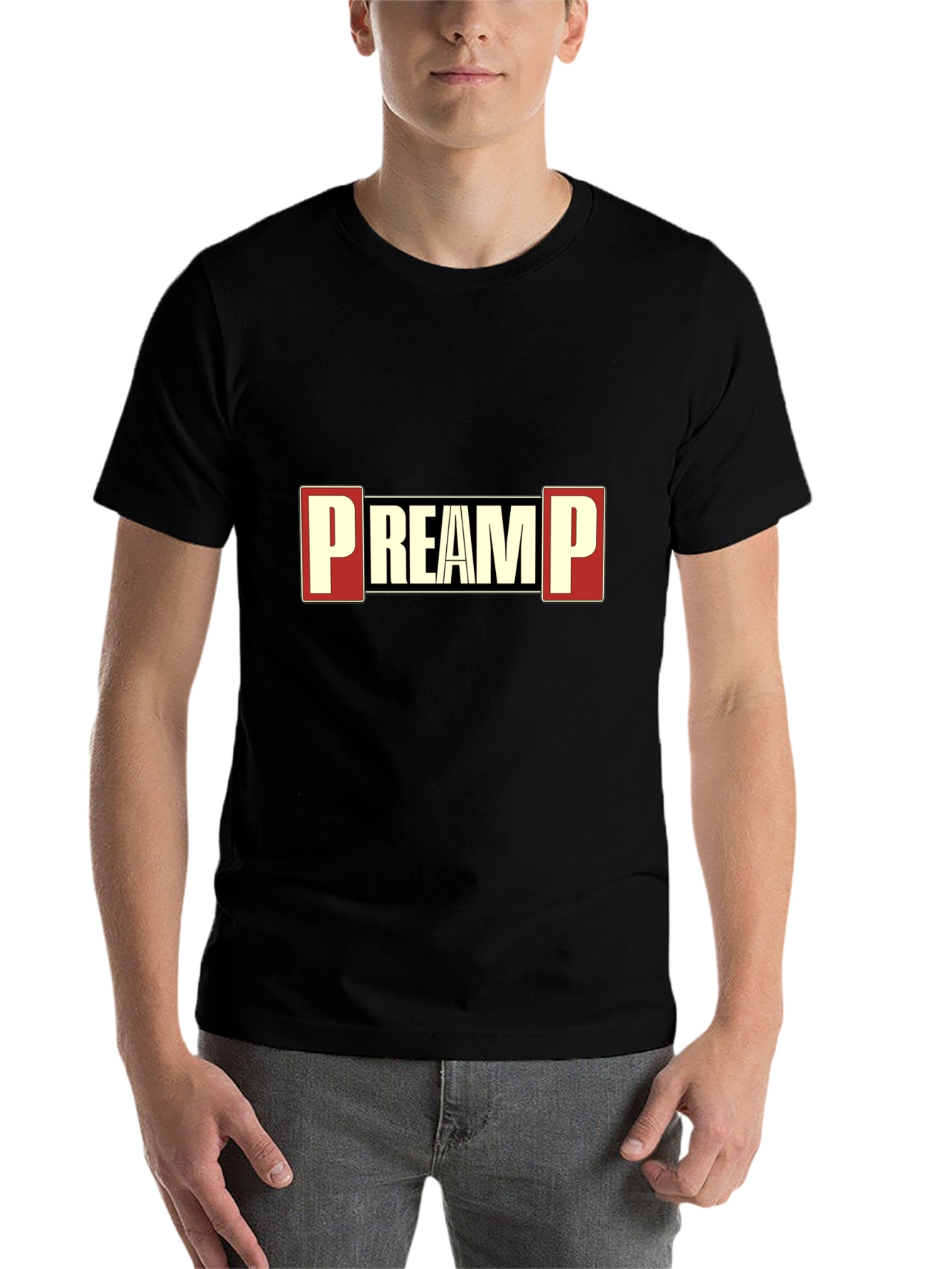 Black PREAMP Graphic Tee - Black Cotton Blend T-Shirt view 7