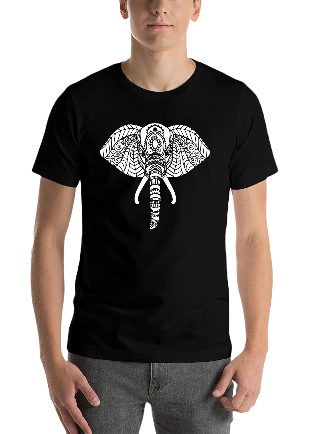 Black Elephant Graphic Black T-Shirt view 7