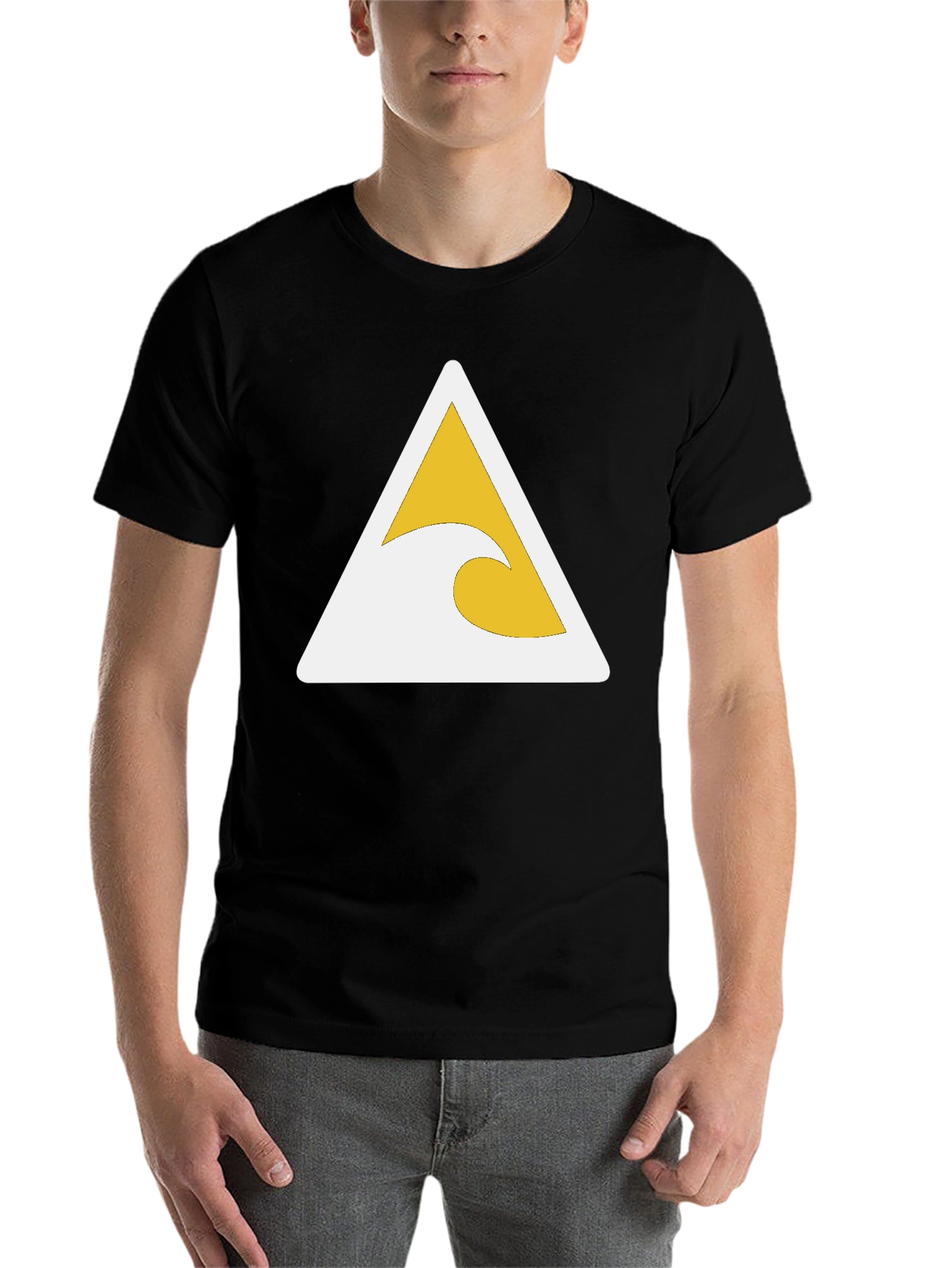 Black Black T-Shirt with Wave Triangle Graphic view 7