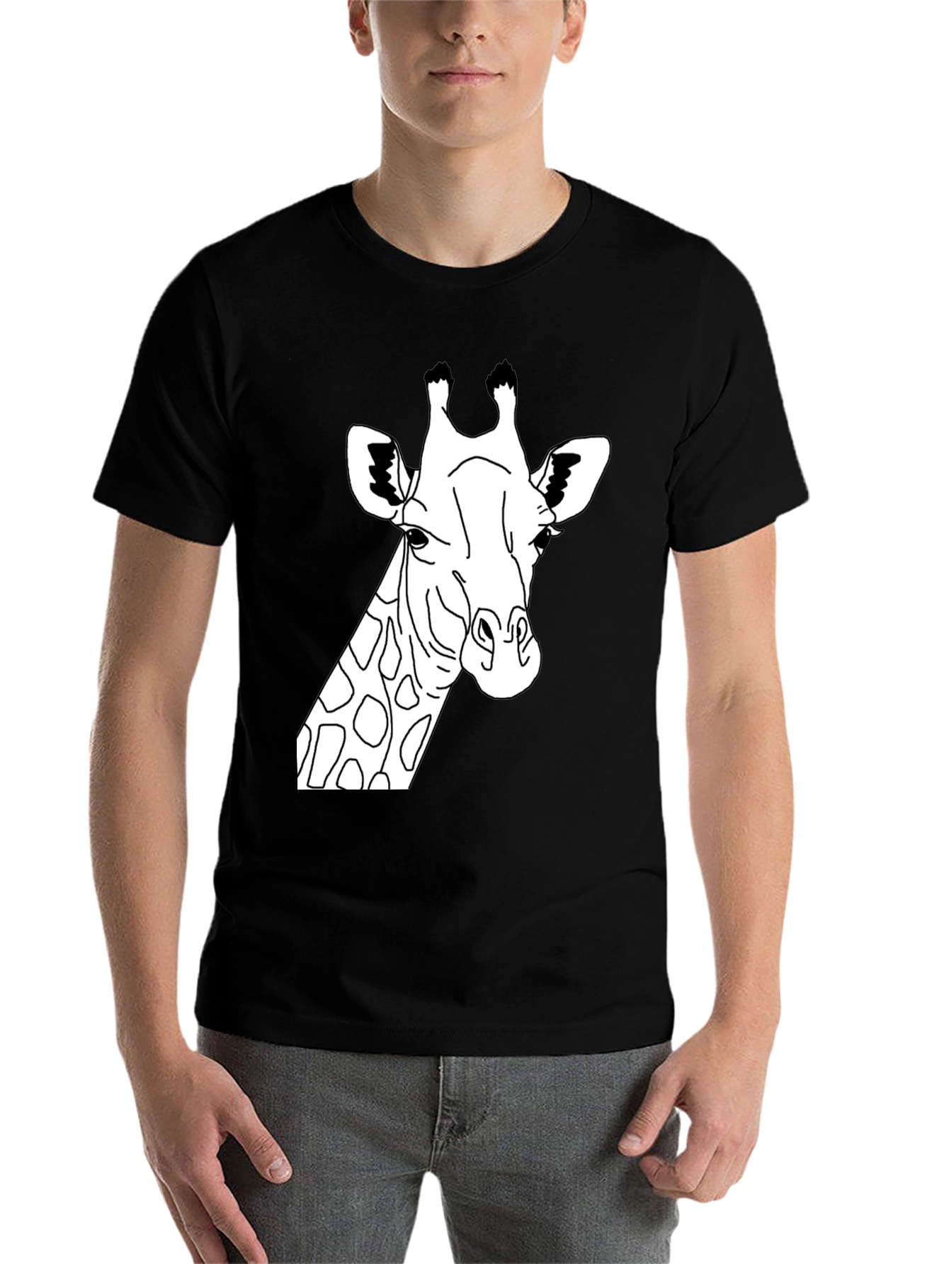 Black Giraffe Graphic Tee - Black Crew Neck T-Shirt view 7