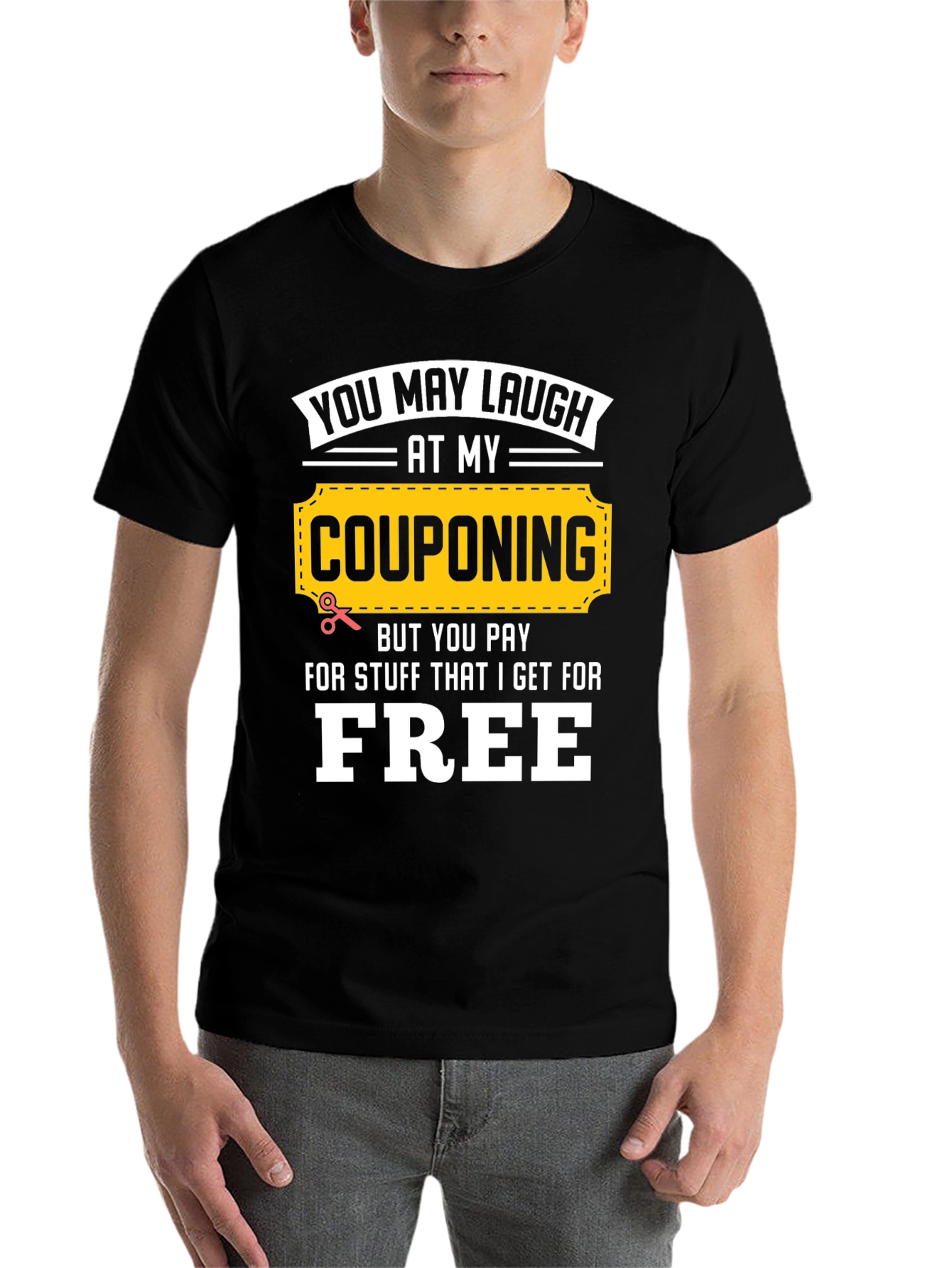 Black Couponing Humor T-Shirt - Free Stuff! view 7