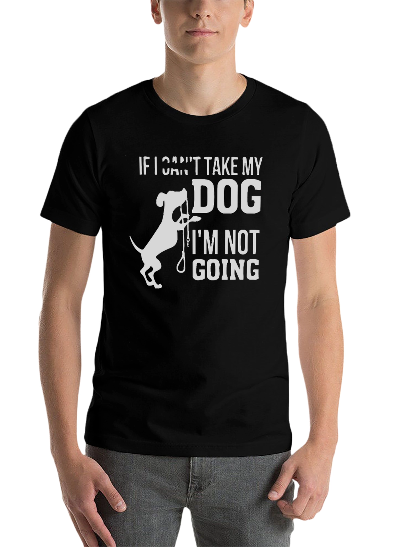 Black Dog Lover Tee: If I Can't Take My Dog T-Shirt view 7