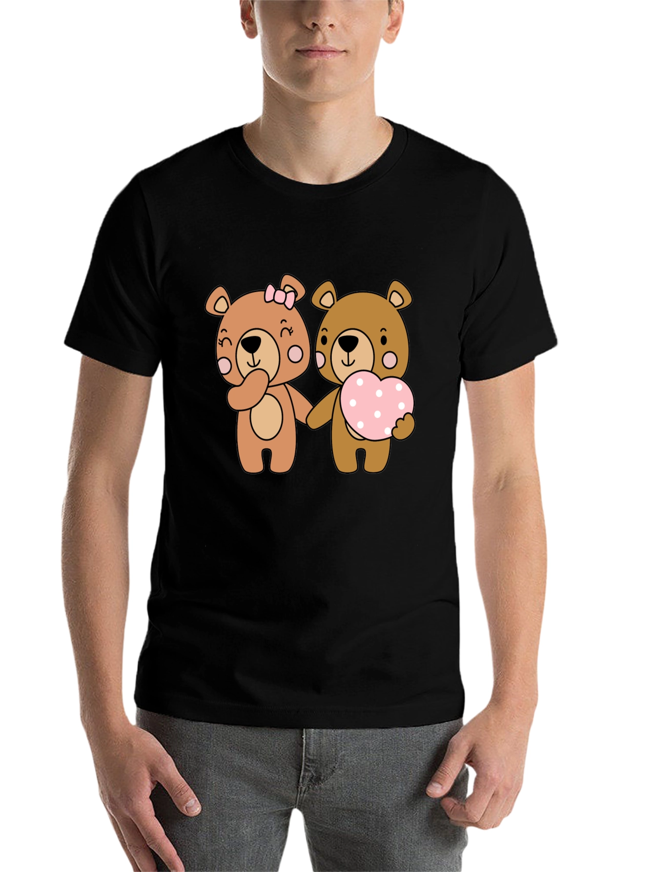 Black Bear Love Couple Black T-Shirt view 7