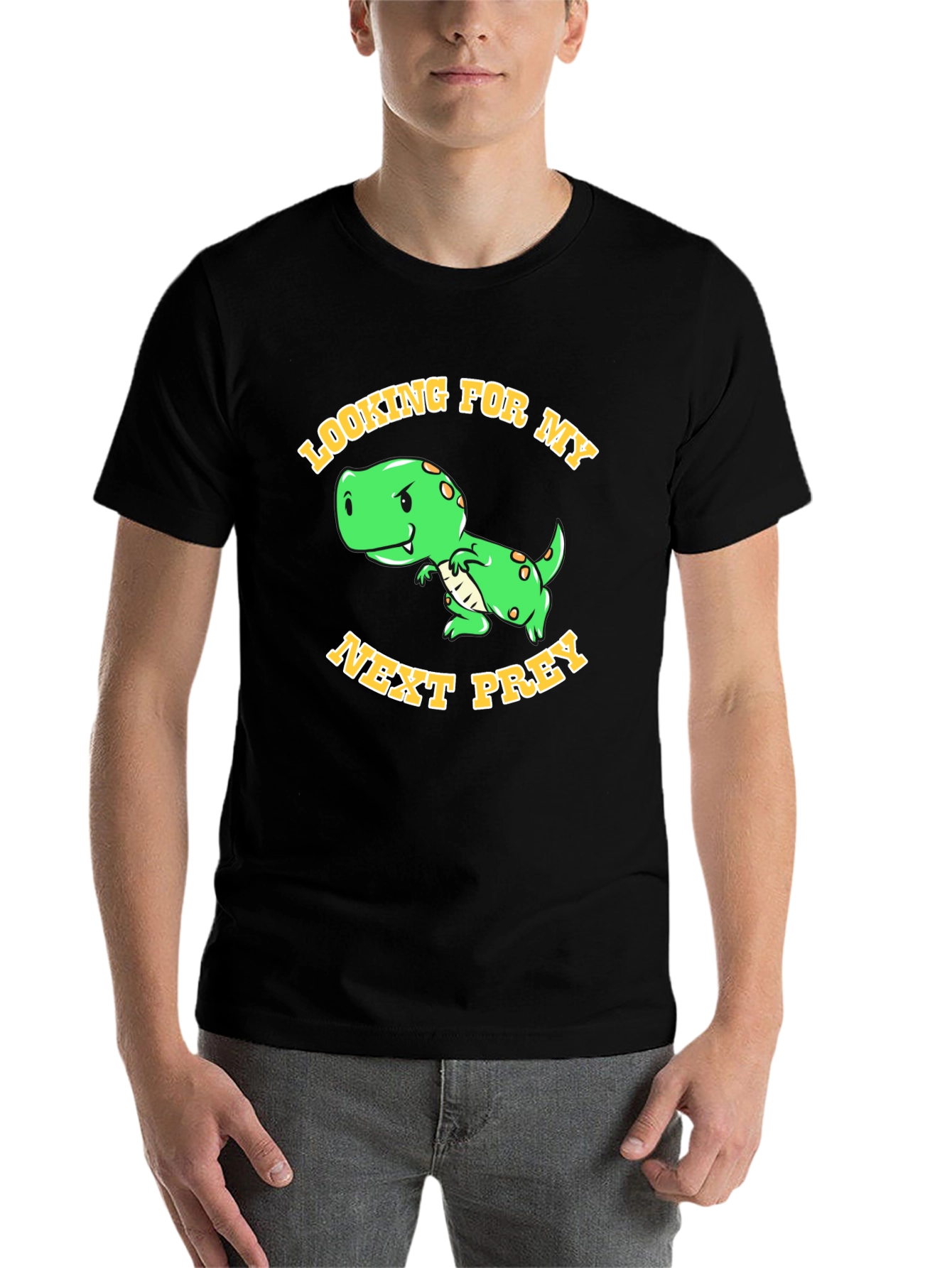 Black Dinosaur "Looking for My Next Prey" Graphic T-Shirt view 7