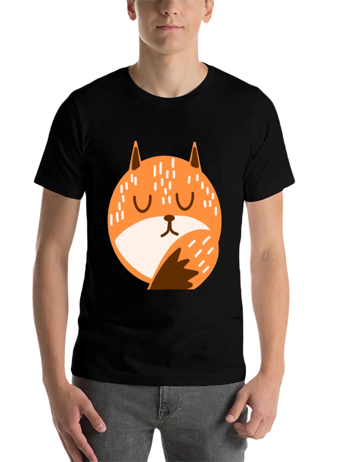 Black Cute Fox Graphic T-Shirt - Relaxed Fit view 7