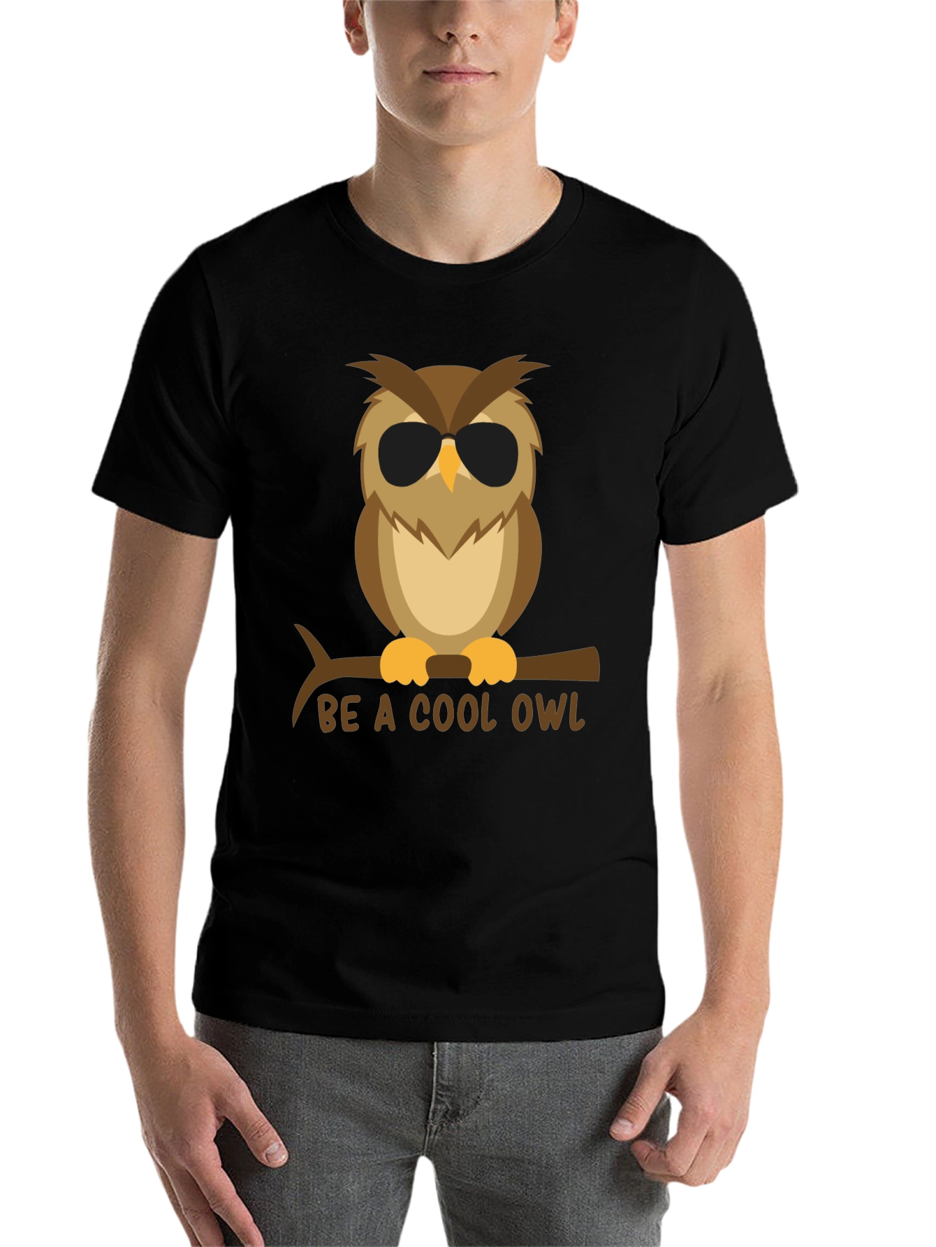 Black Cool Owl Graphic Tee - Black T-Shirt view 7