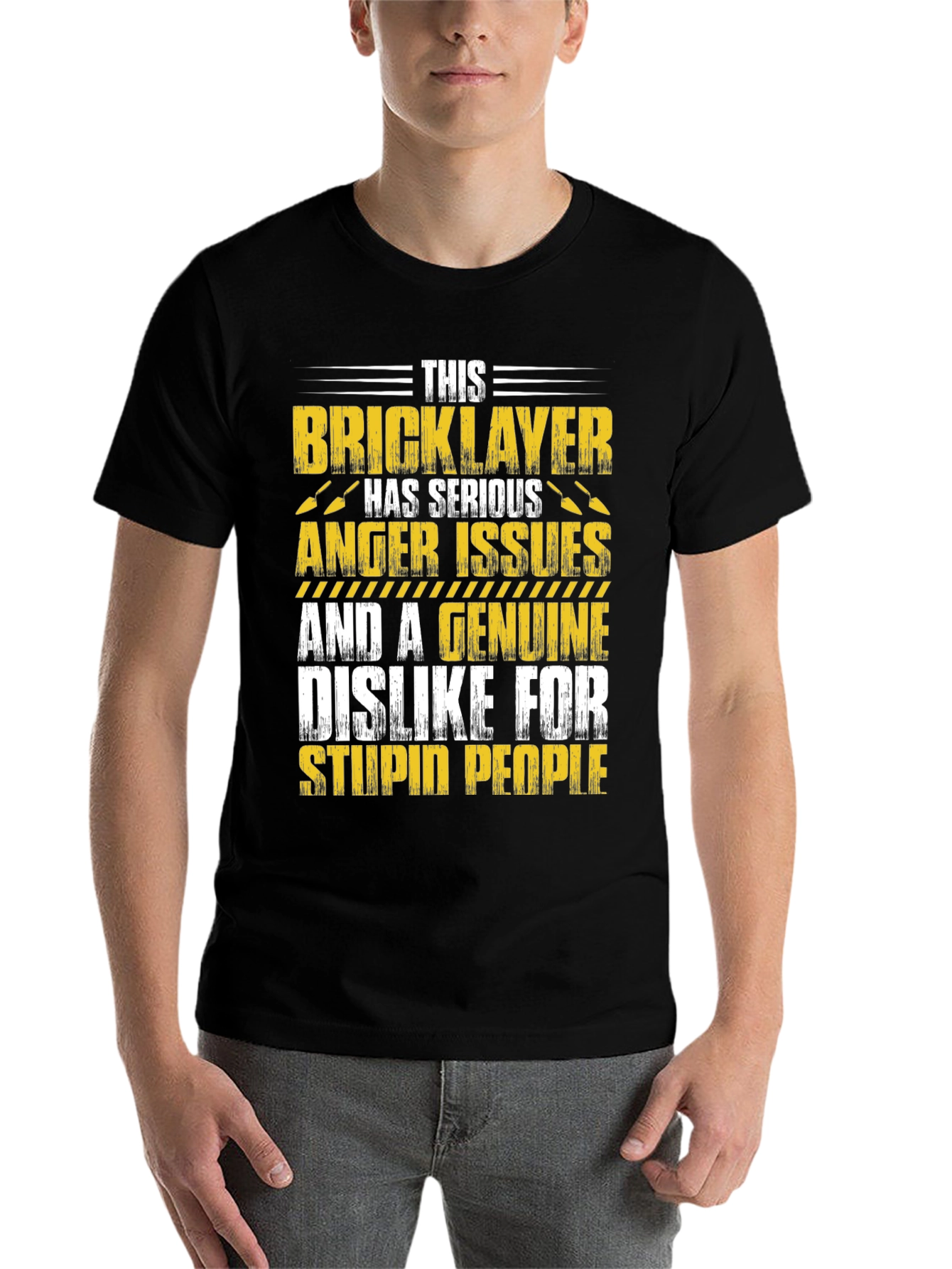 Black Bricklayer Graphic T-Shirt: Serious Anger Issues, Funny Tee view 7