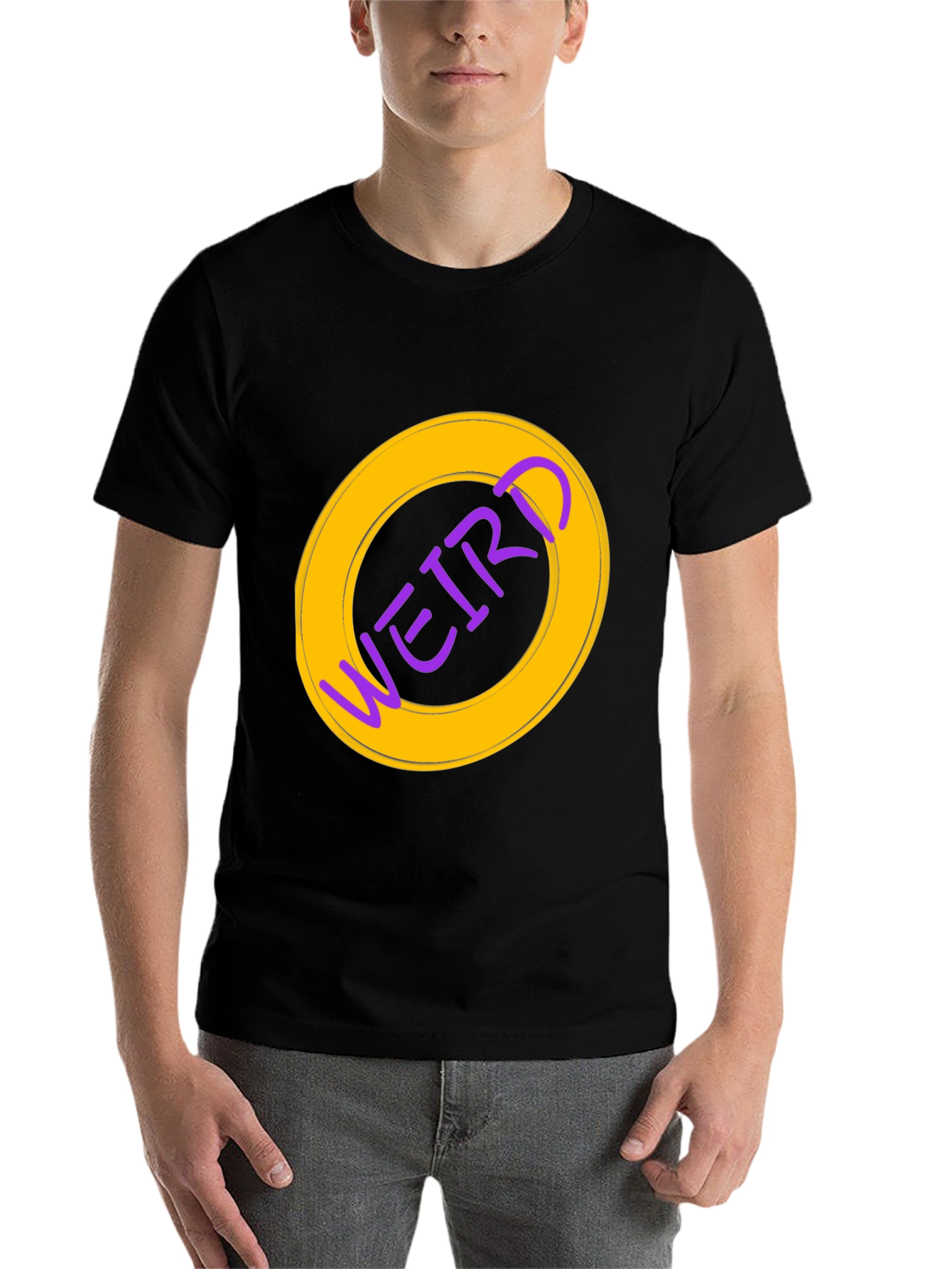 Black Weird Graphic Tee - Black Cotton Casual Shirt view 7