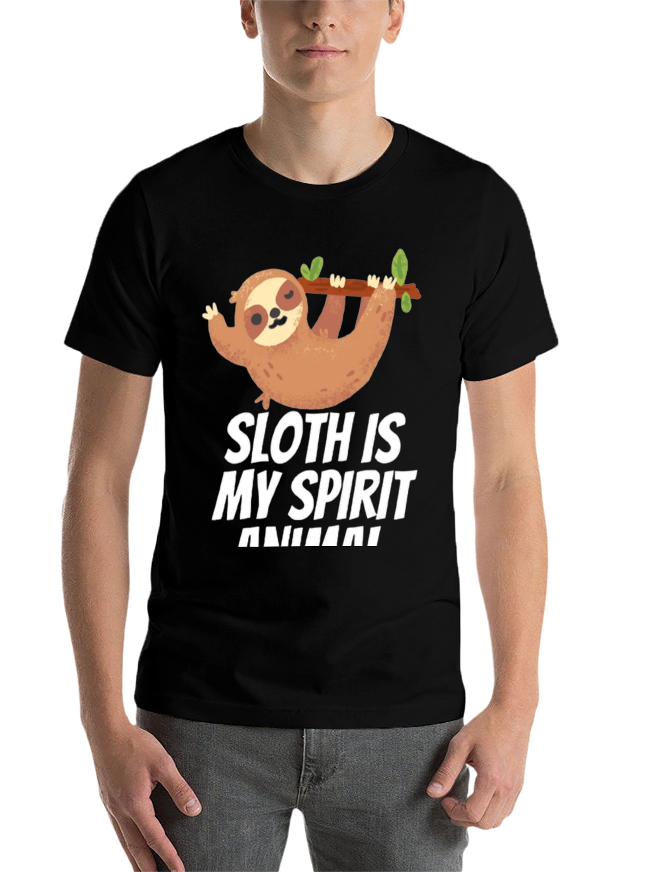 Black Sloth Spirit Animal T-Shirt Funny Cute Graphic Tee view 7