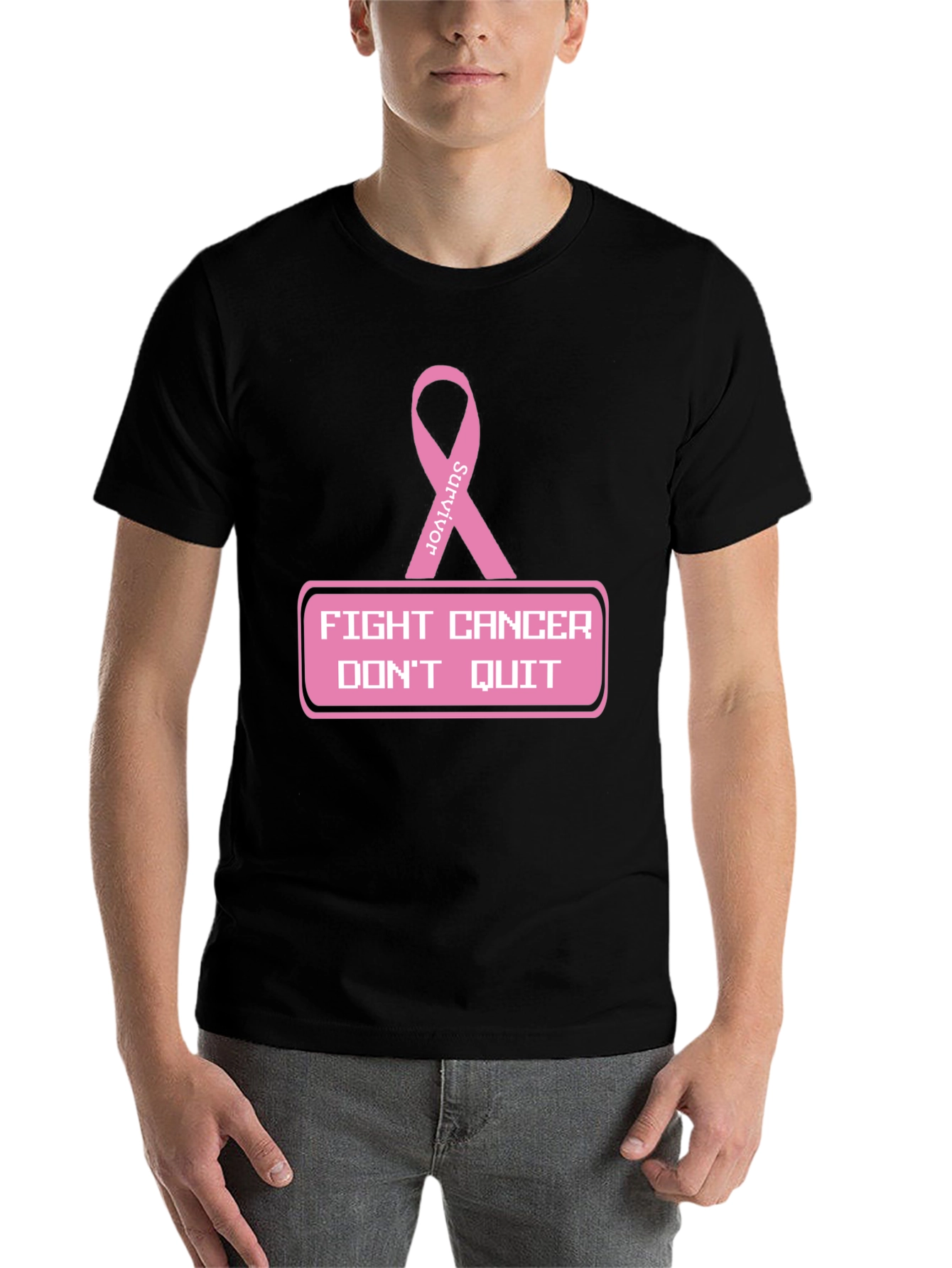 Black Fight Cancer T-Shirt view 7