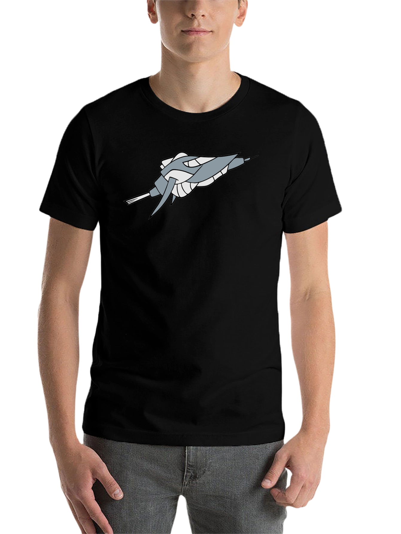 Black Sci-Fi Spaceship Graphic Black Tee - Stylish Geek Chic view 7