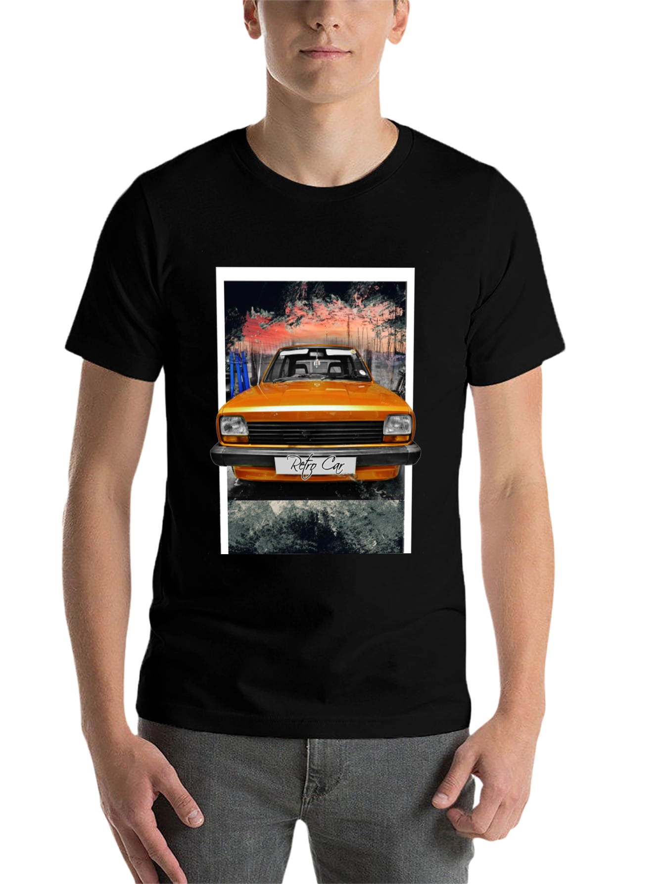 Black Retro Car Graphic T-Shirt - Cool Vintage Style view 7
