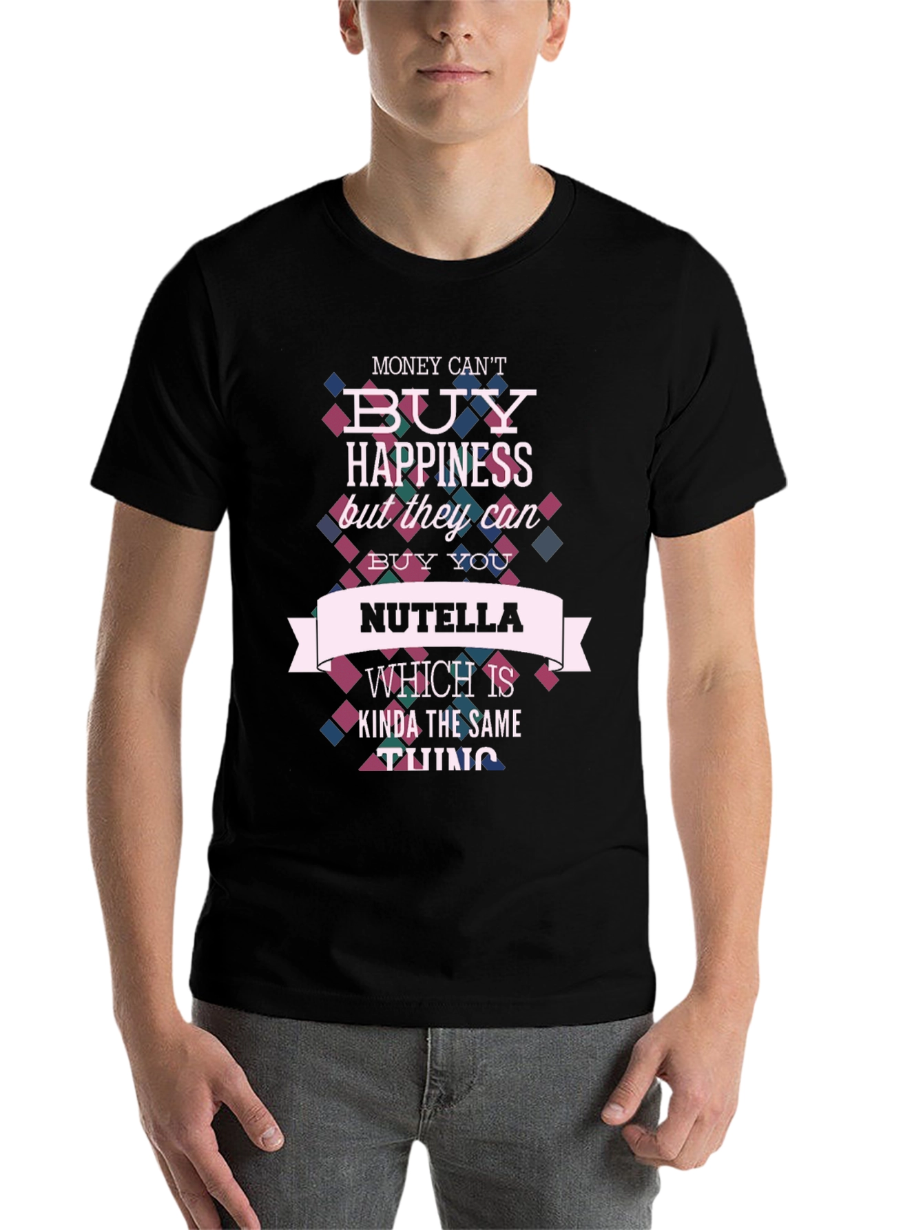 Black Nutella Happiness T-Shirt - Funny Novelty Tee view 7