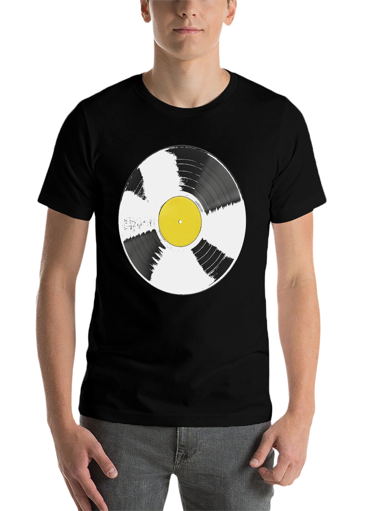 Black Vinyl Record Graphic T-Shirt - Music Lover Tee view 7