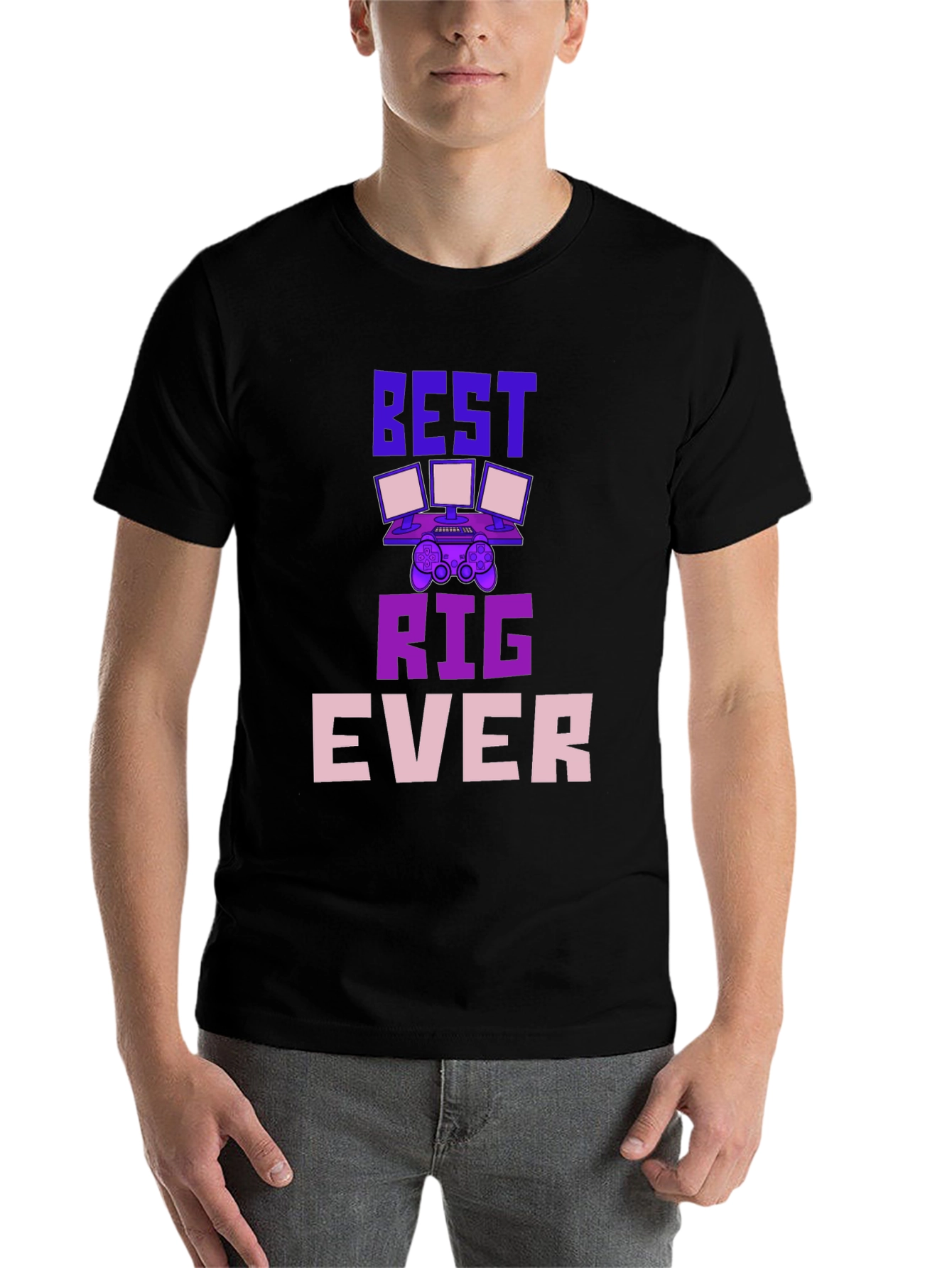 Black Best Rig Ever Gaming T-Shirt view 7