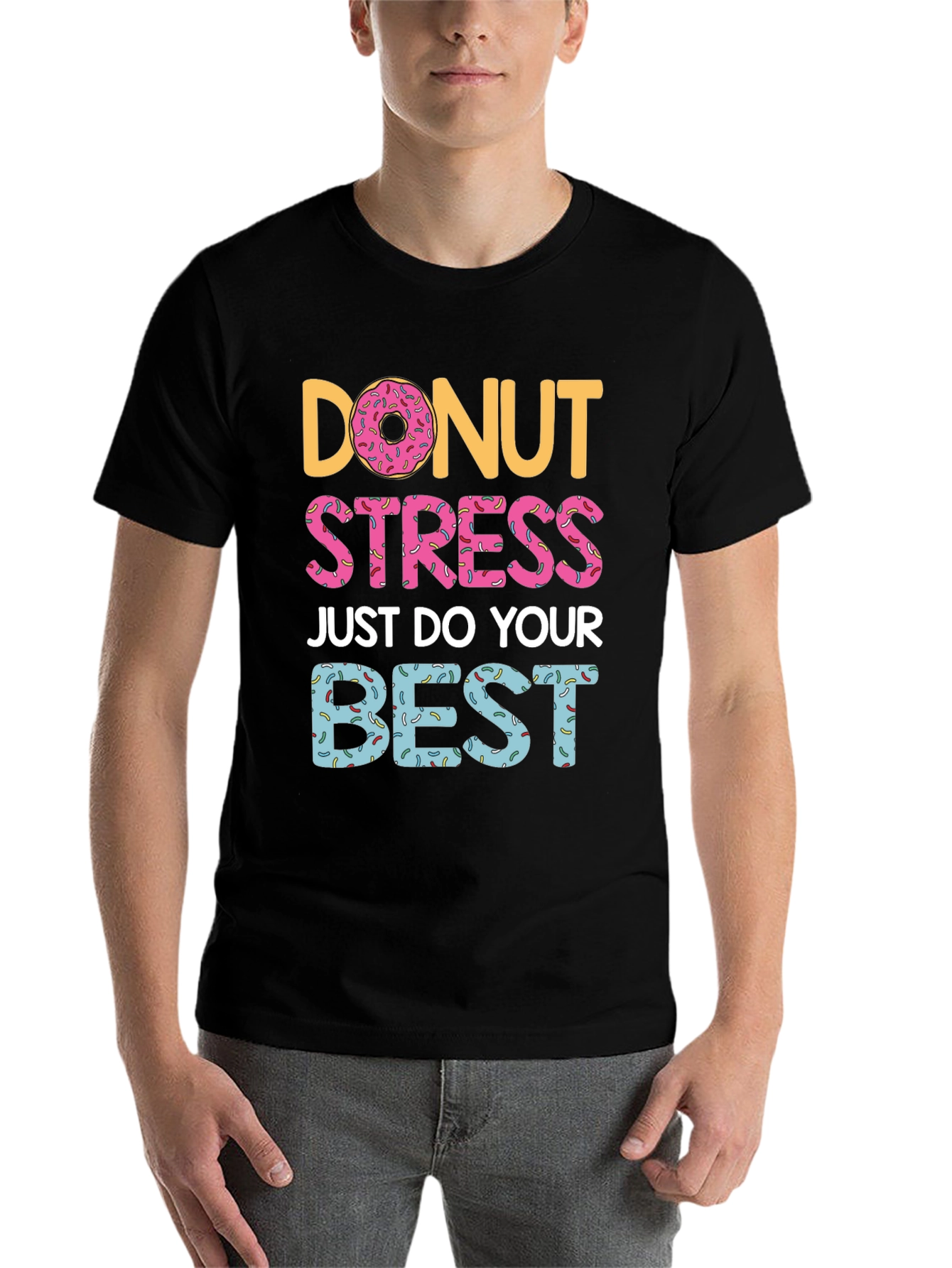 Black Donut Stress T-Shirt - Do Your Best Graphic Tee view 7