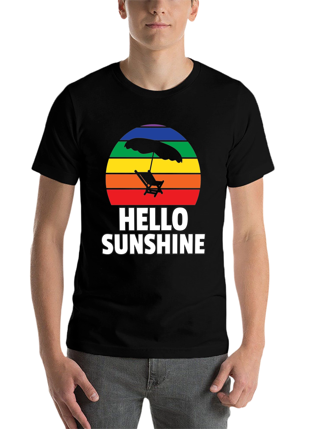 Black Hello Sunshine Rainbow Graphic Tee view 7