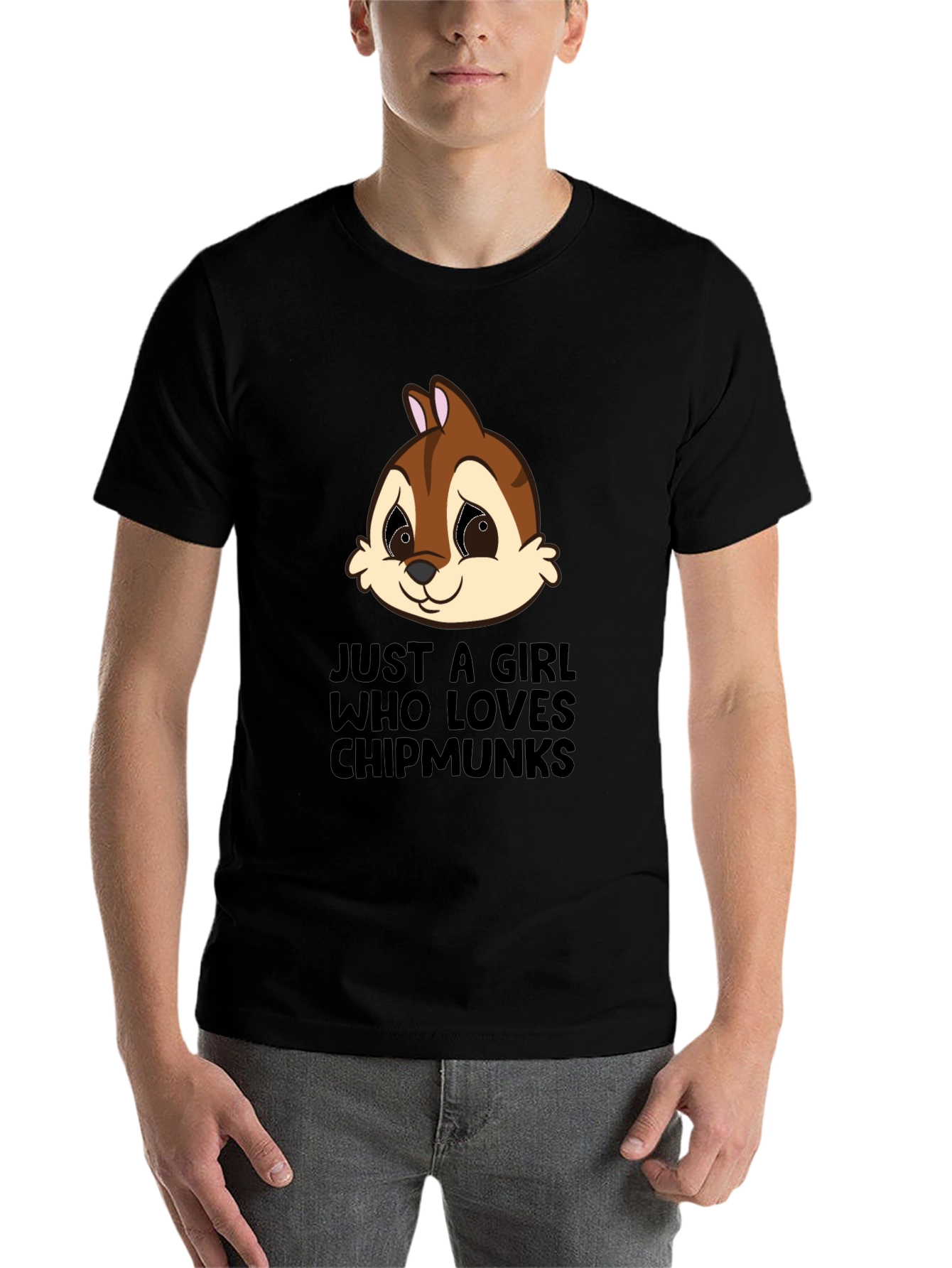 Black Chipmunk Lover T-Shirt - Cute Cartoon Graphic Tee view 7