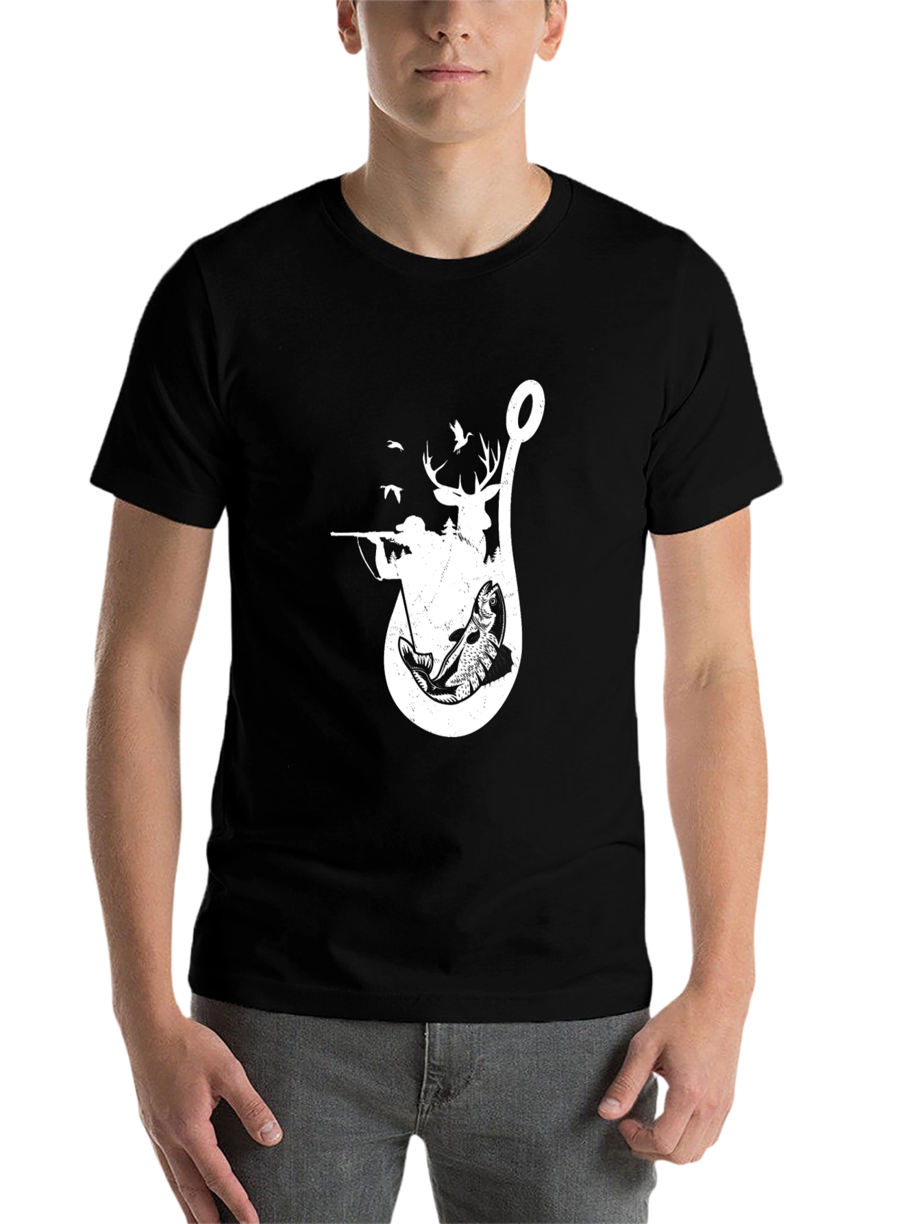 Black Hunting & Fishing Graphic T-Shirt view 7