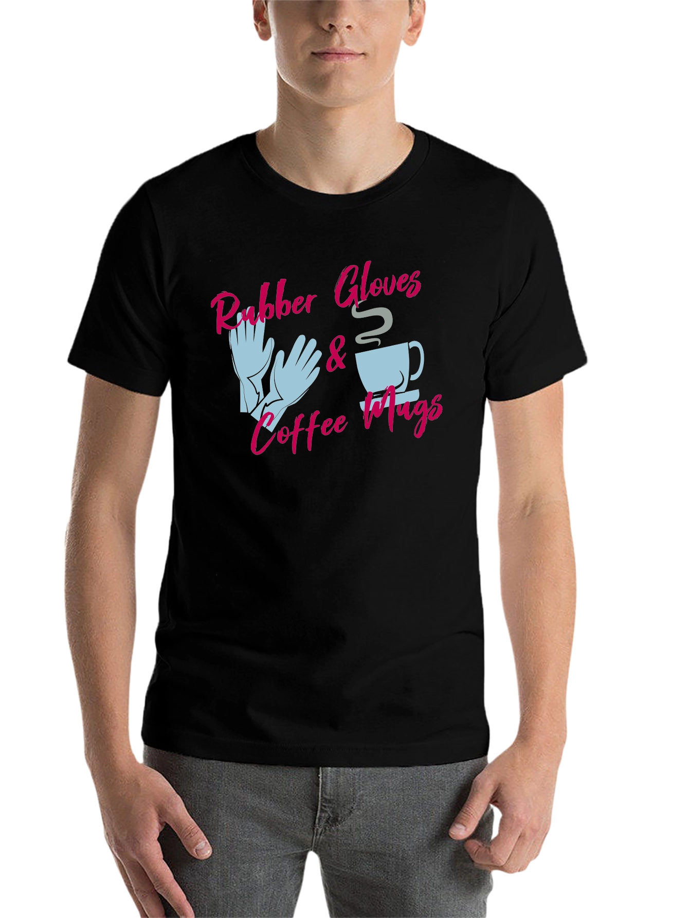 Black Rubber Gloves & Coffee Mugs Graphic Tee view 7