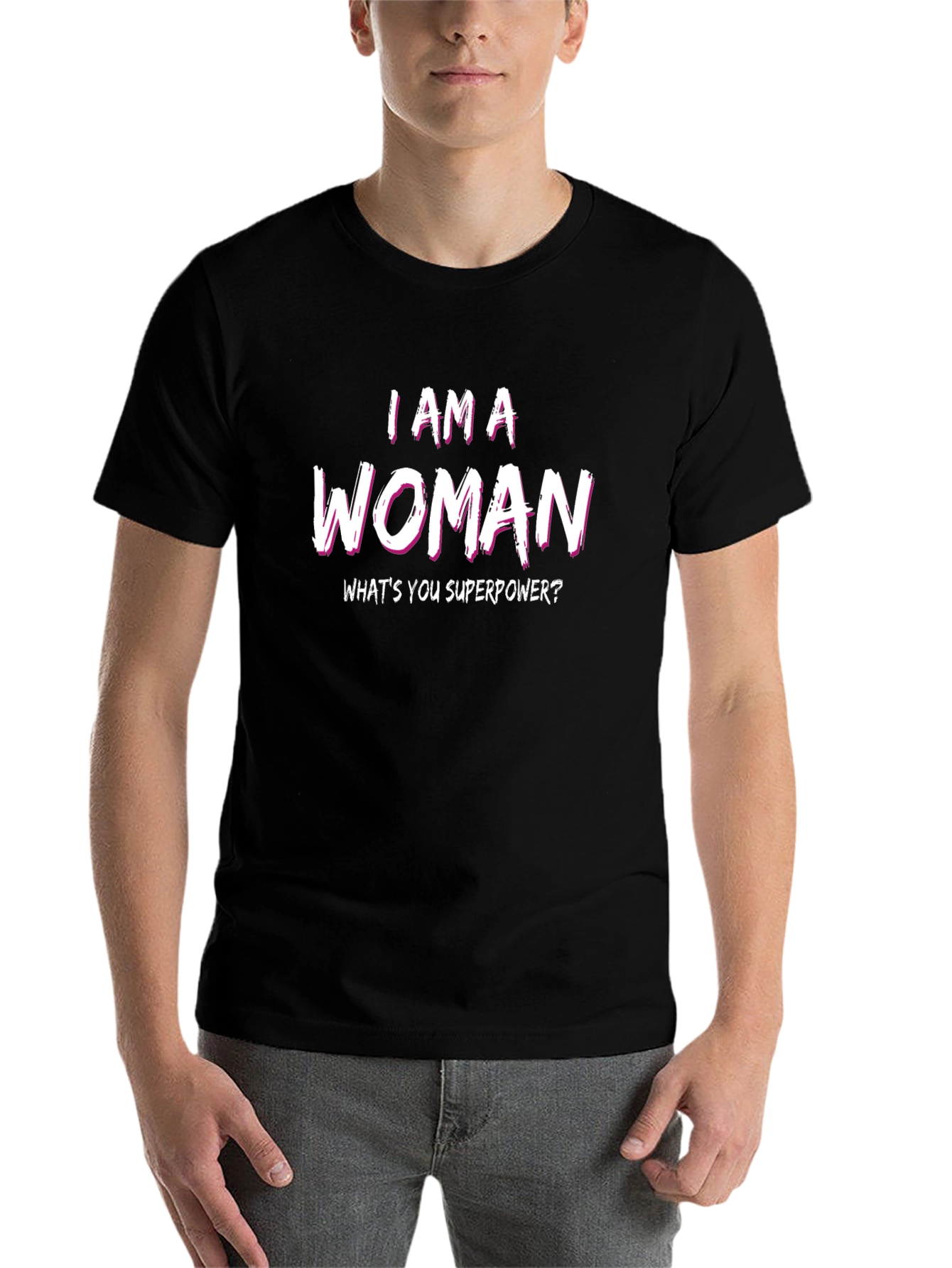 Black I AM A WOMAN Superpower Tee view 7