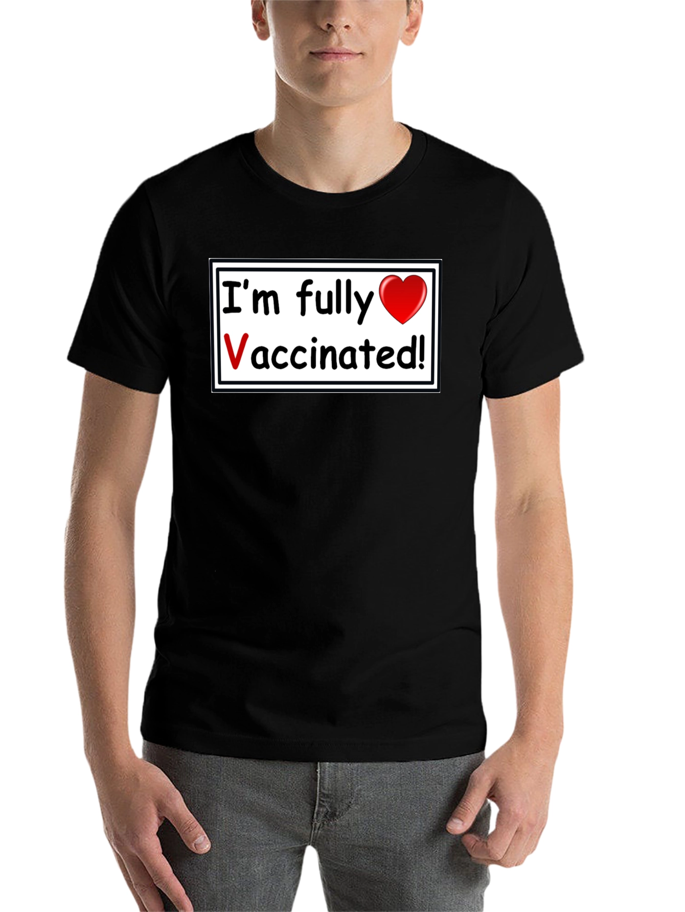 Black Fully Vaccinated T-Shirt - Black, Casual Wear view 7