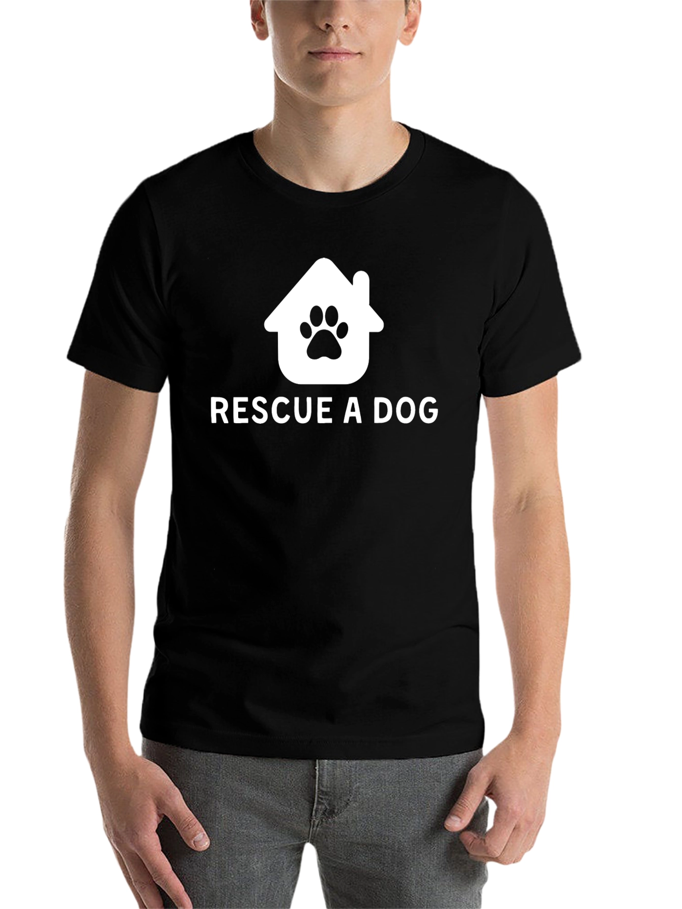 Black Rescue A Dog T-Shirt | Animal Lover Tee view 7