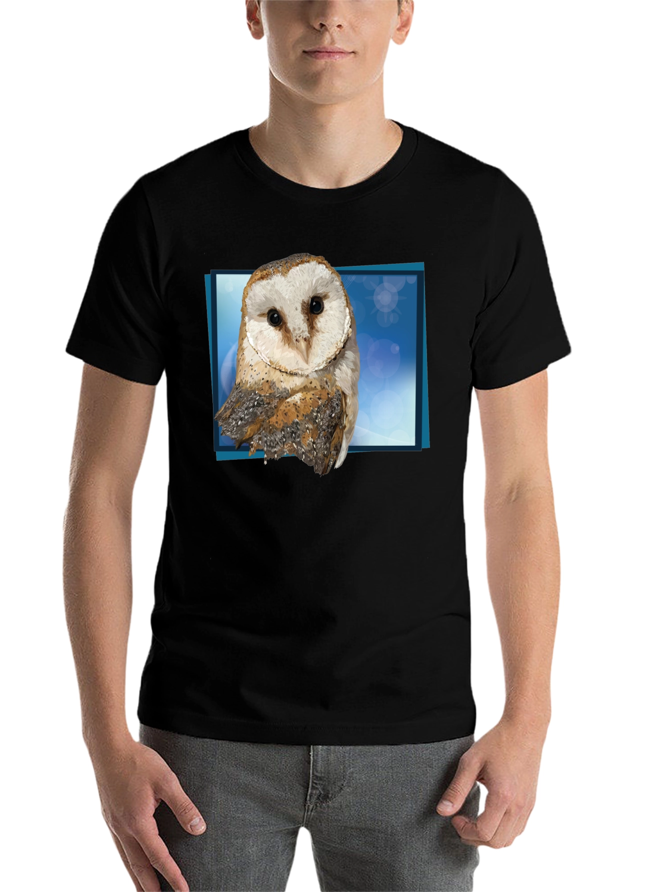 Black Barn Owl Graphic Tee - Men's Black T-Shirt view 7